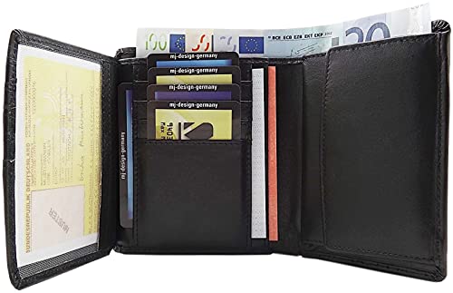 myledershop Münzbörsen Wiener Schachtel portafoglio nero in vacchetta