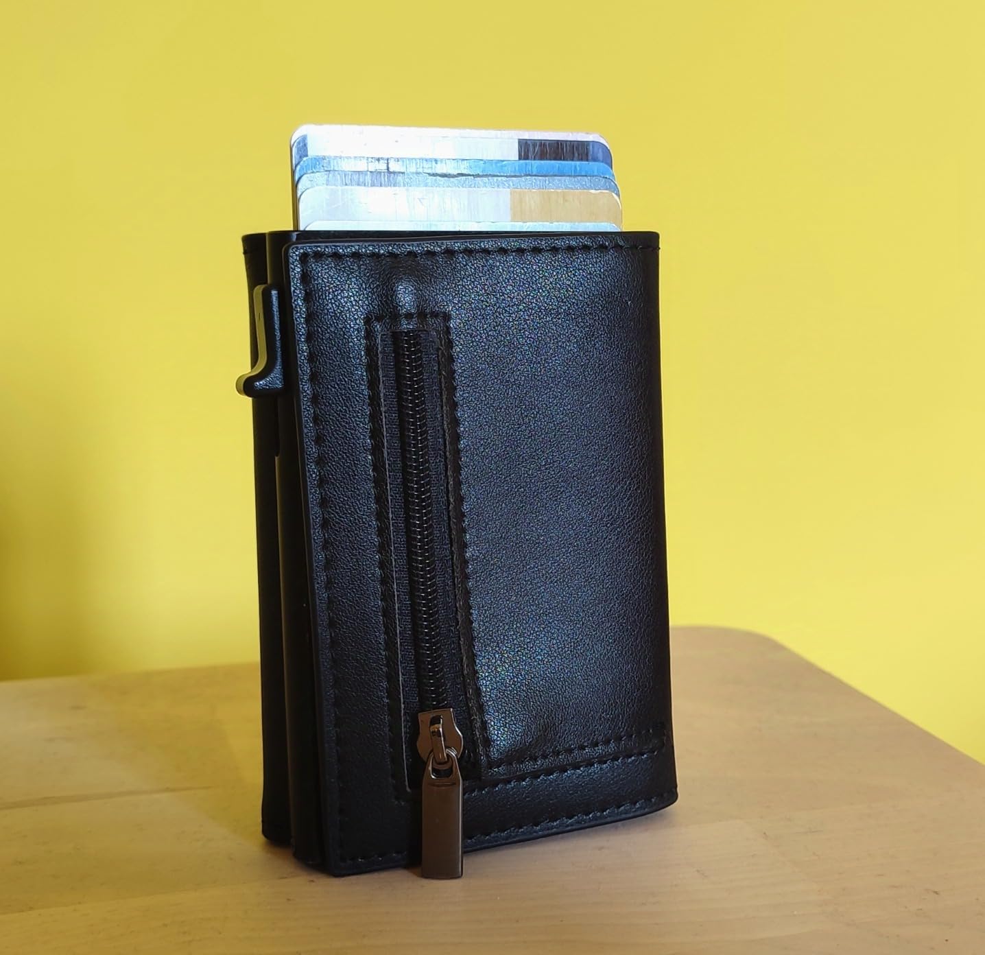 TENBST Card Holder portafoglio slim nero RFID con portamonete