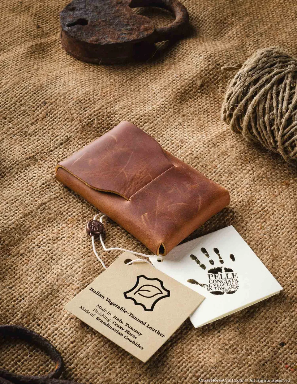 Crazy Horse Craft Wallets & Card Holders Slim Card Holder portacarte marrone classico