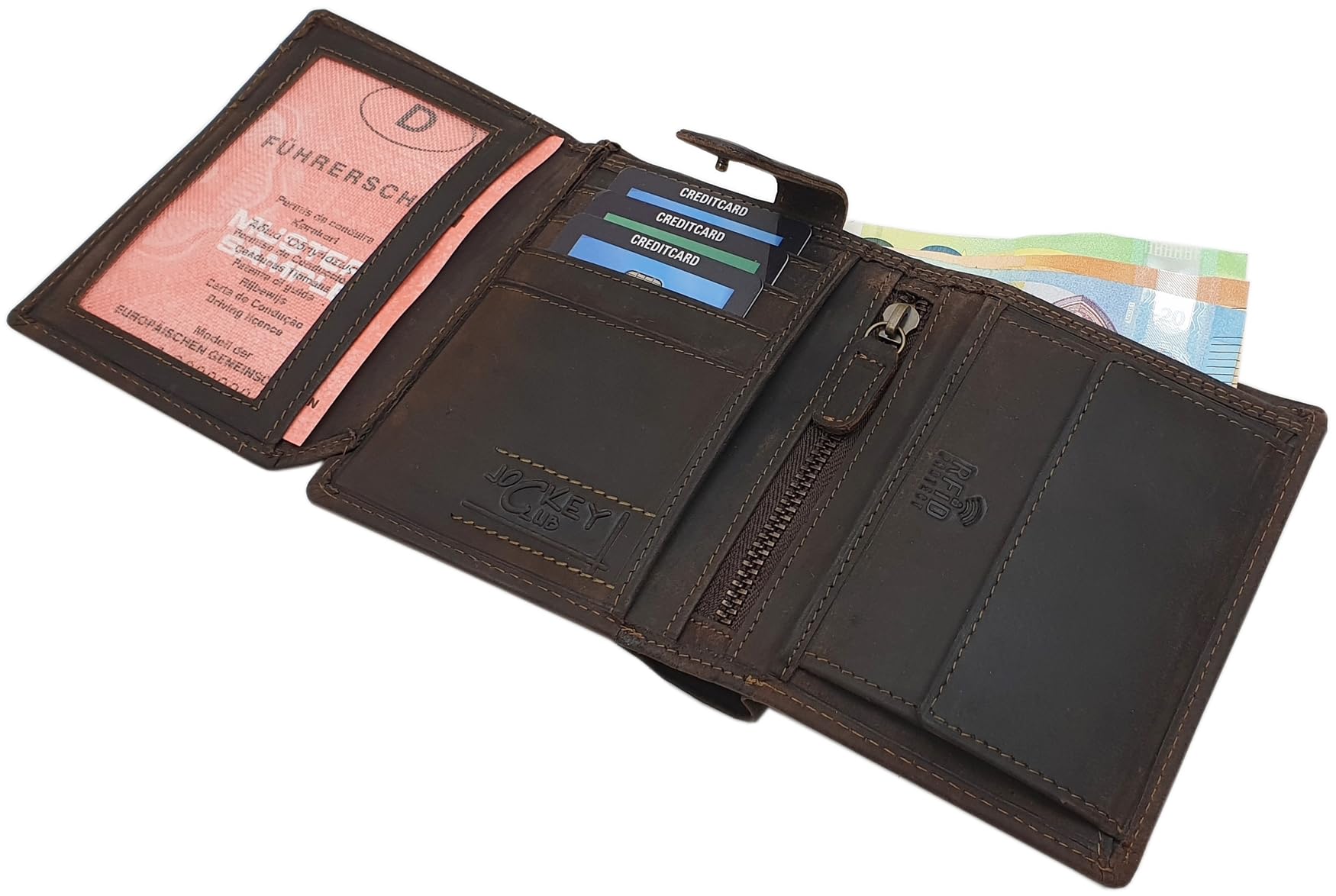 myledershop Herren Geldbörsen Modello 1 portafoglio verticale marrone RFID