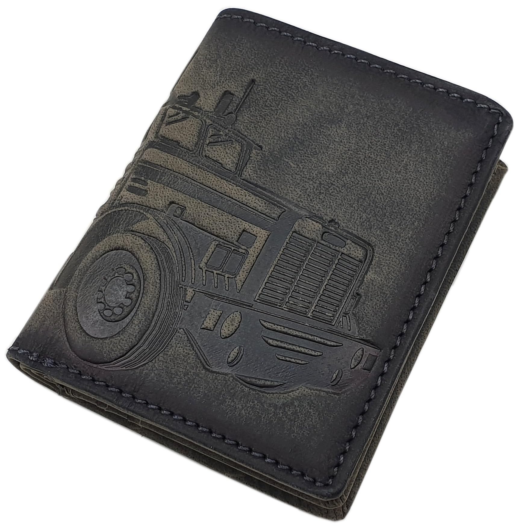 myledershop Herren Geldbörsen portafoglio verticale motivo cervo marrone RFID
