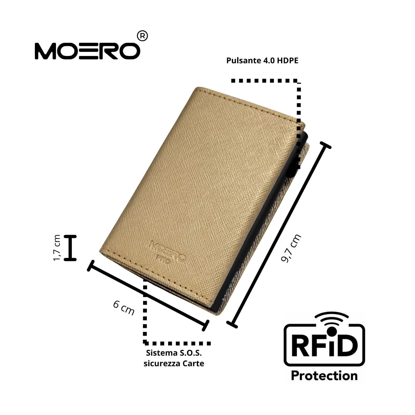 Moero Linea PRO Saffiano portafoglio oro in pelle antigraffio