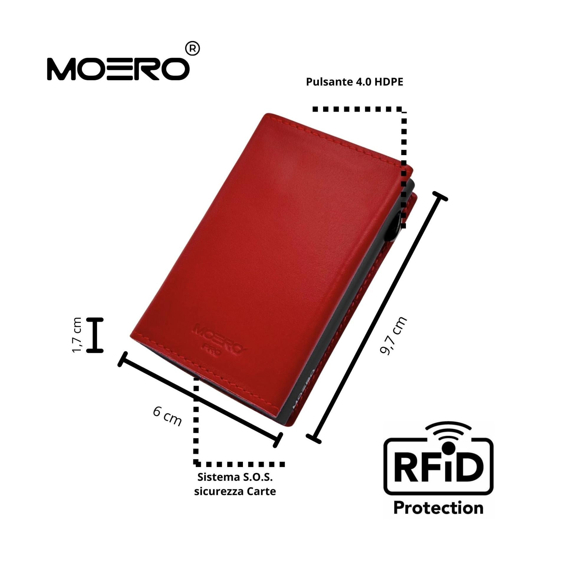 Moero Linea PRO Prestige portafoglio rosso RFID pelle