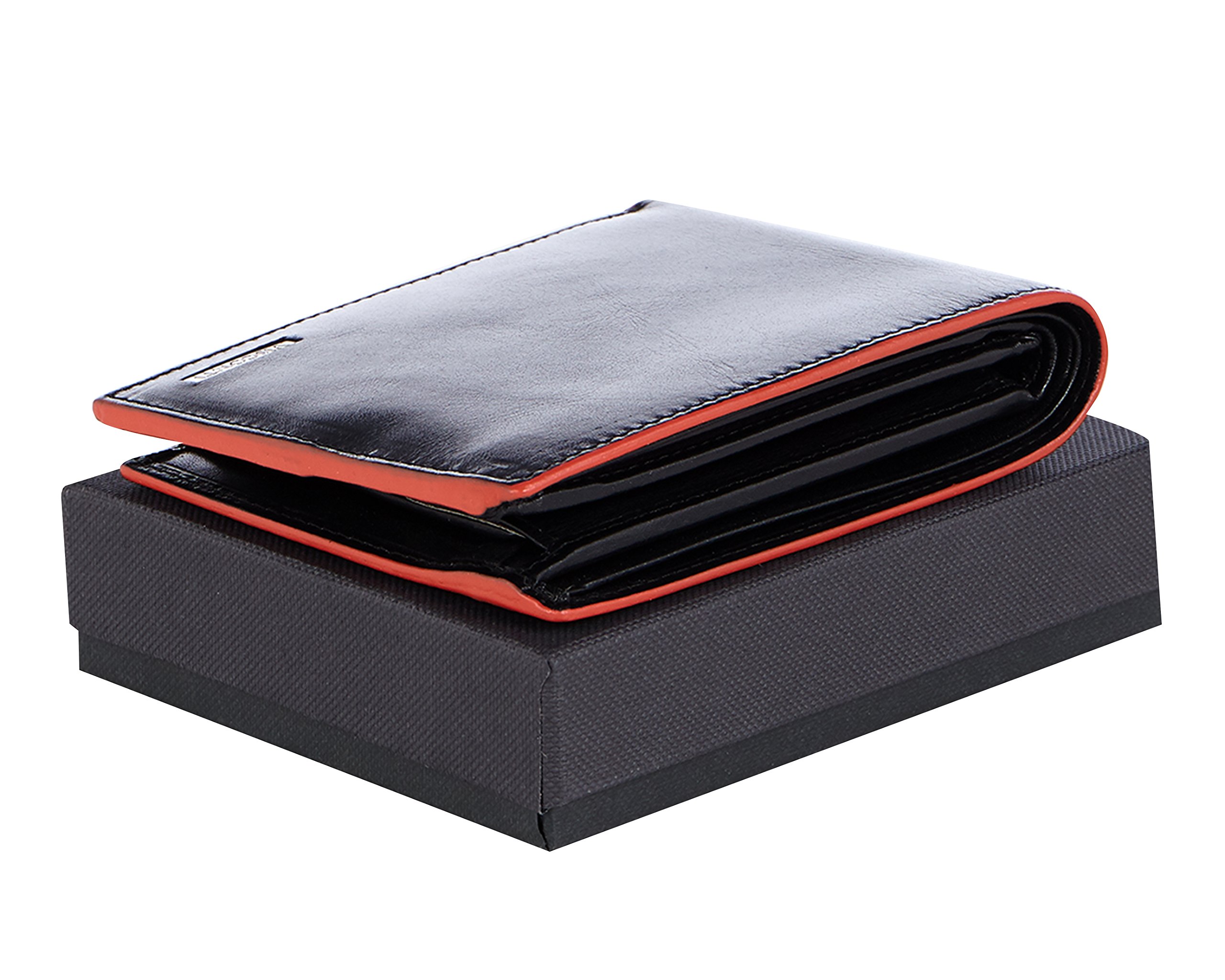 Visconti Alps portafoglio uomo in pelle a piegatura tripla nero arancio RFID