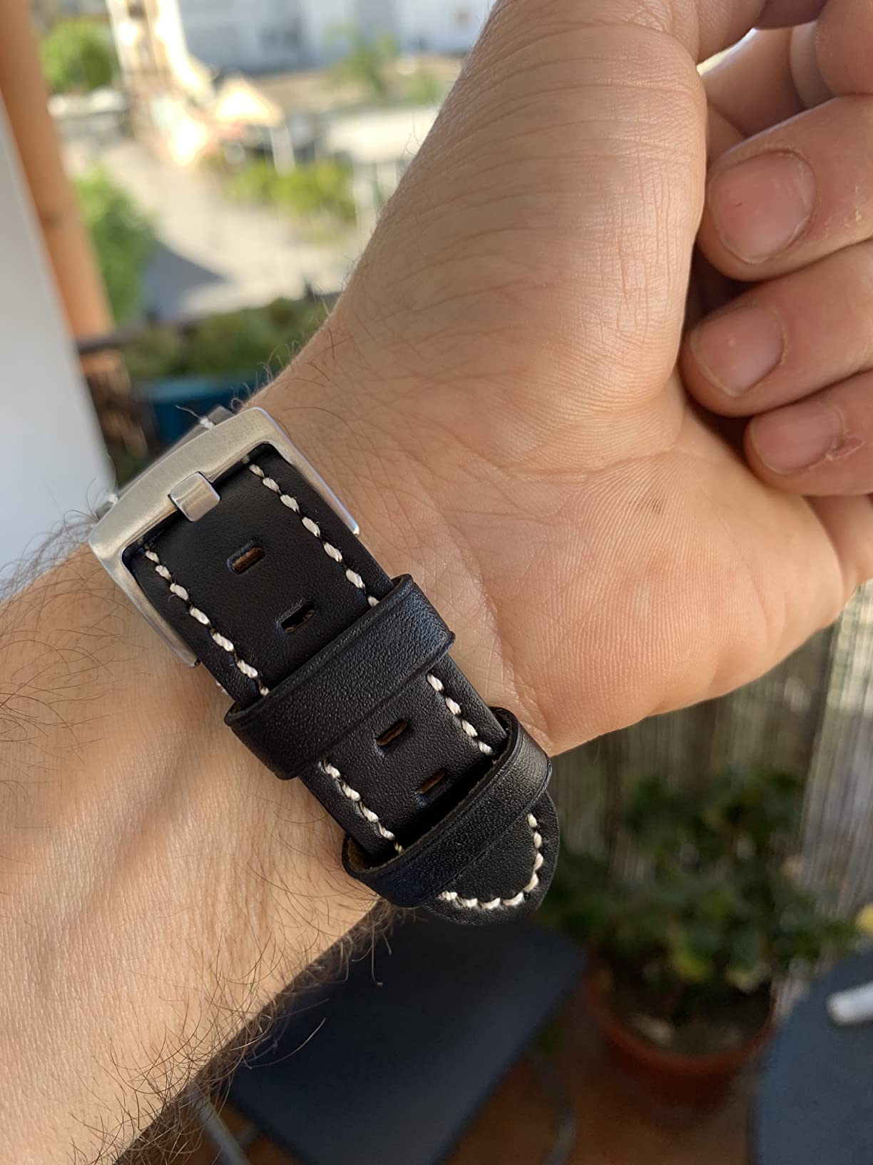 myledershop Uhrenarmbänder cinturino orologio 22 mm nero in pelle