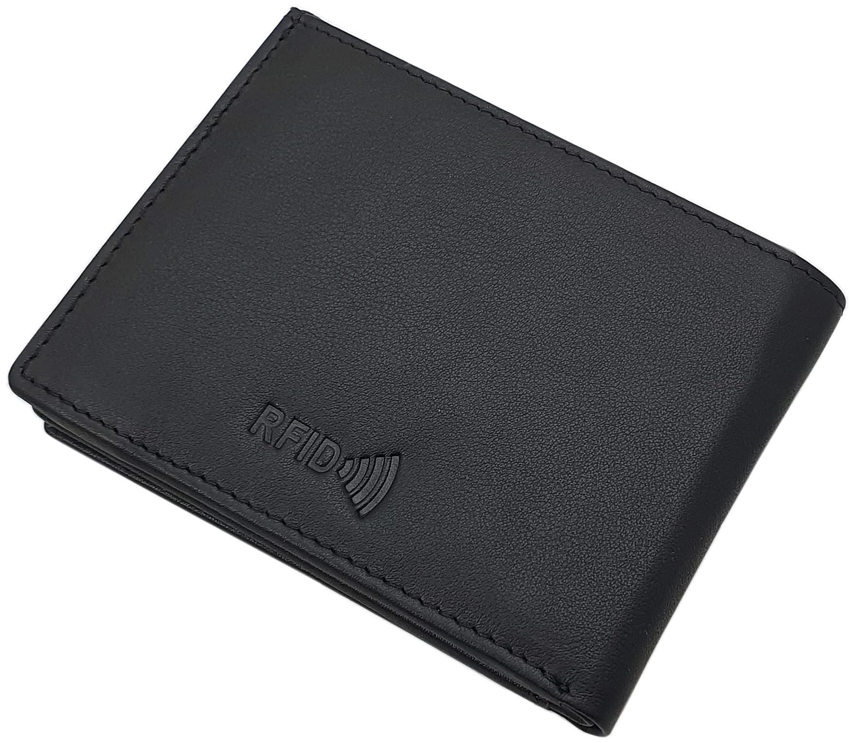 myledershop Herren Geldbörsen portafoglio da uomo nero in pelle di vitello RFID