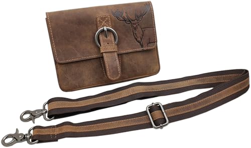 myledershop Gürtel-/Taschen borsetta orizzontale in pelle di bufalo marrone