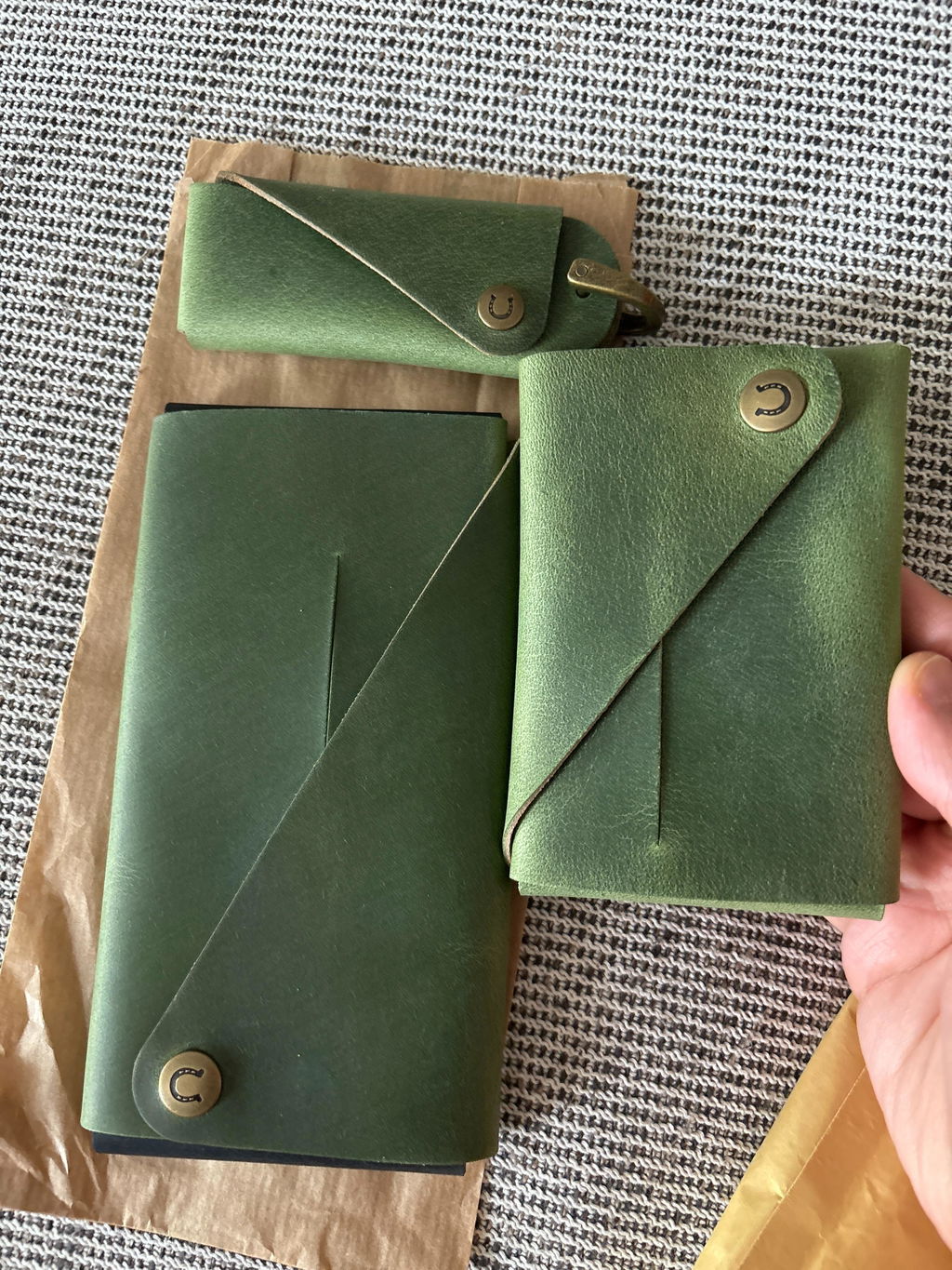 Crazy Horse Craft Minimalist Series Cases portafoglio custodia e portachiavi Alpine Green