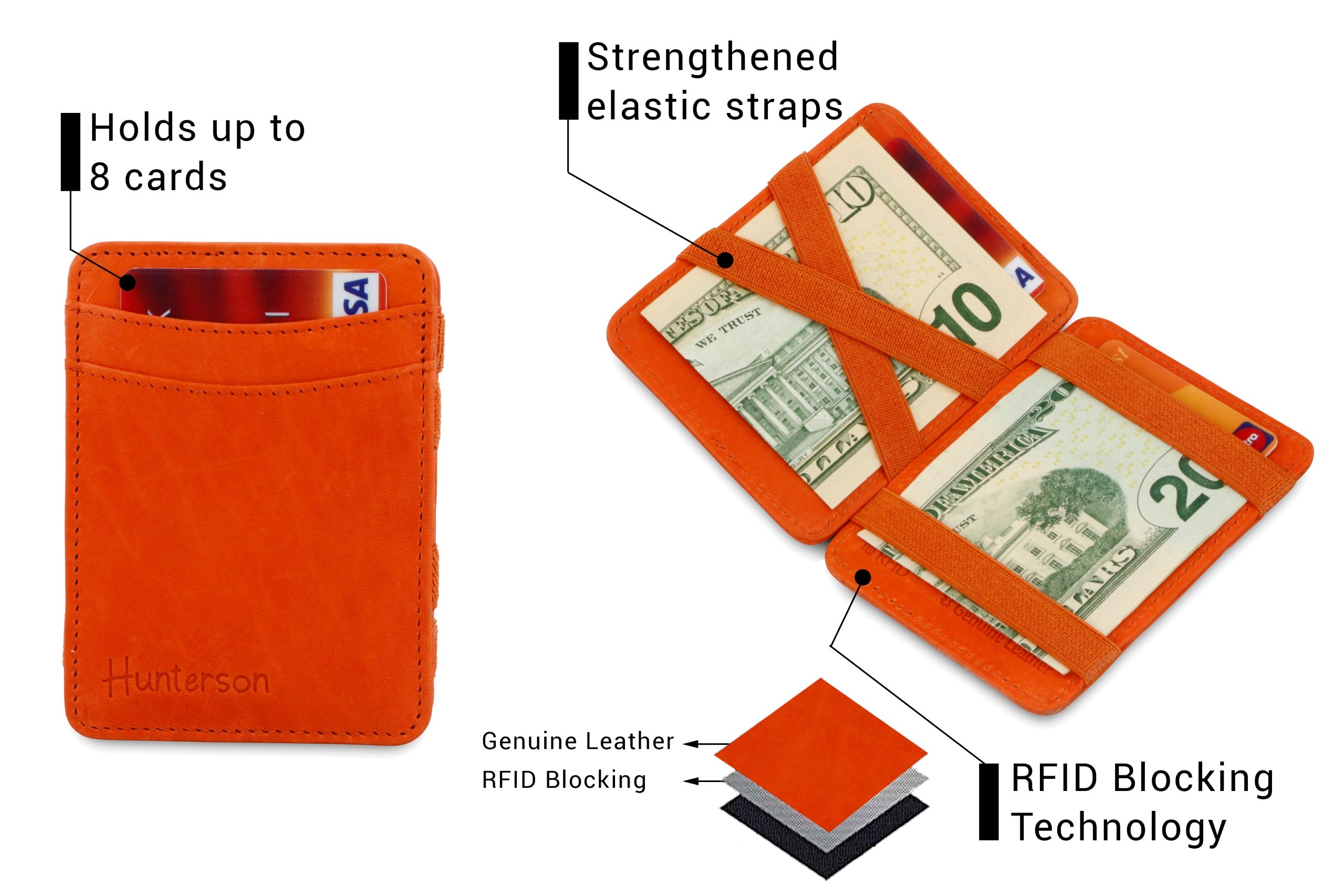 Hunterson The Leather Collection The OG portafoglio Orange in pelle RFID