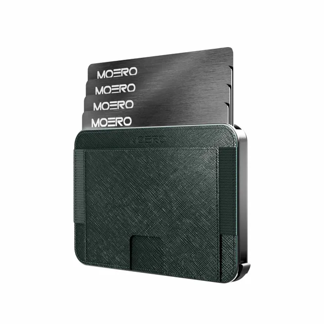 Moero Linea M2 M2 Pro Saffiano Green portafoglio MagSafe RFID