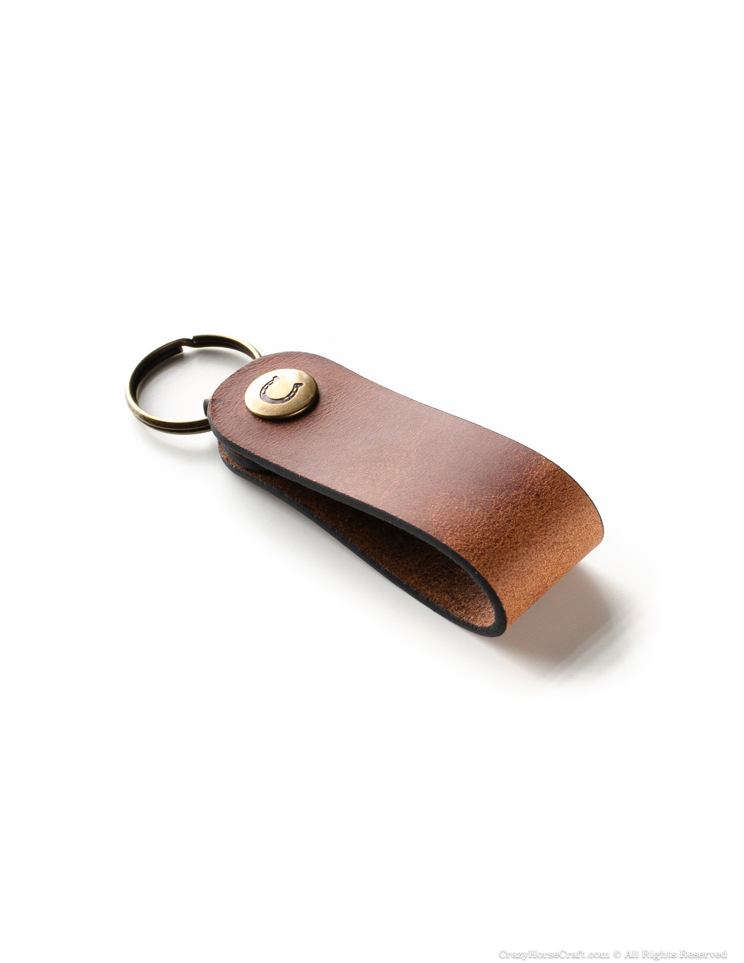 Crazy Horse Craft Key Holders Veg-Tanned Leather Key Fob portachiavi Classic Brown