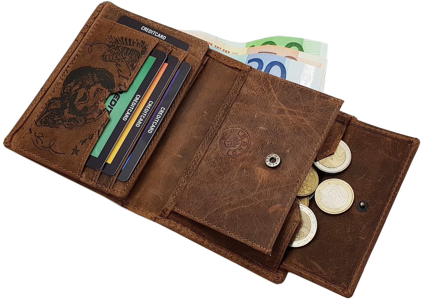 myledershop Herren Geldbörsen Modello 1 portafoglio verticale cognac RFID