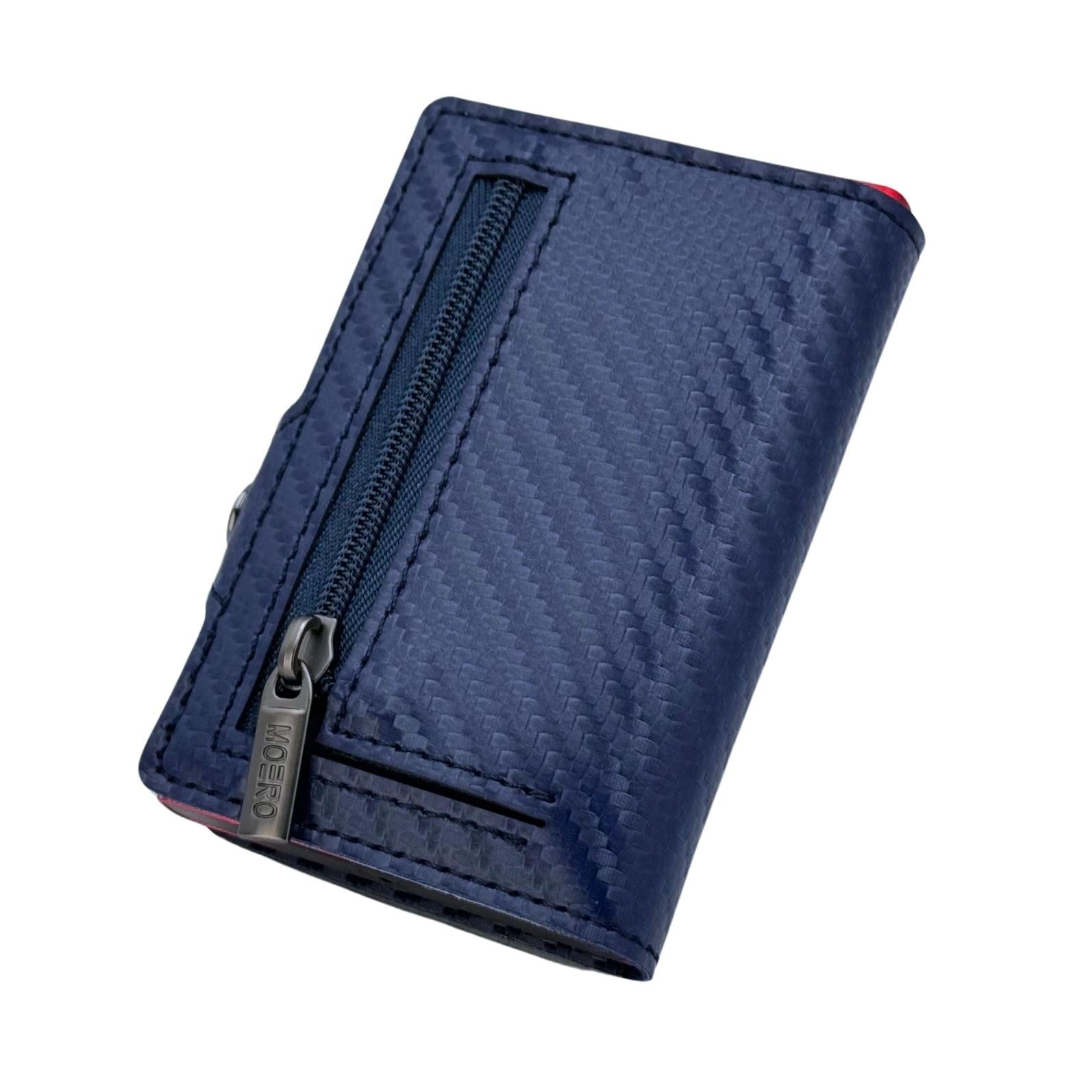 Moero Linea Classic Classic Zip Carbon portafoglio Blu 4.0 RFID