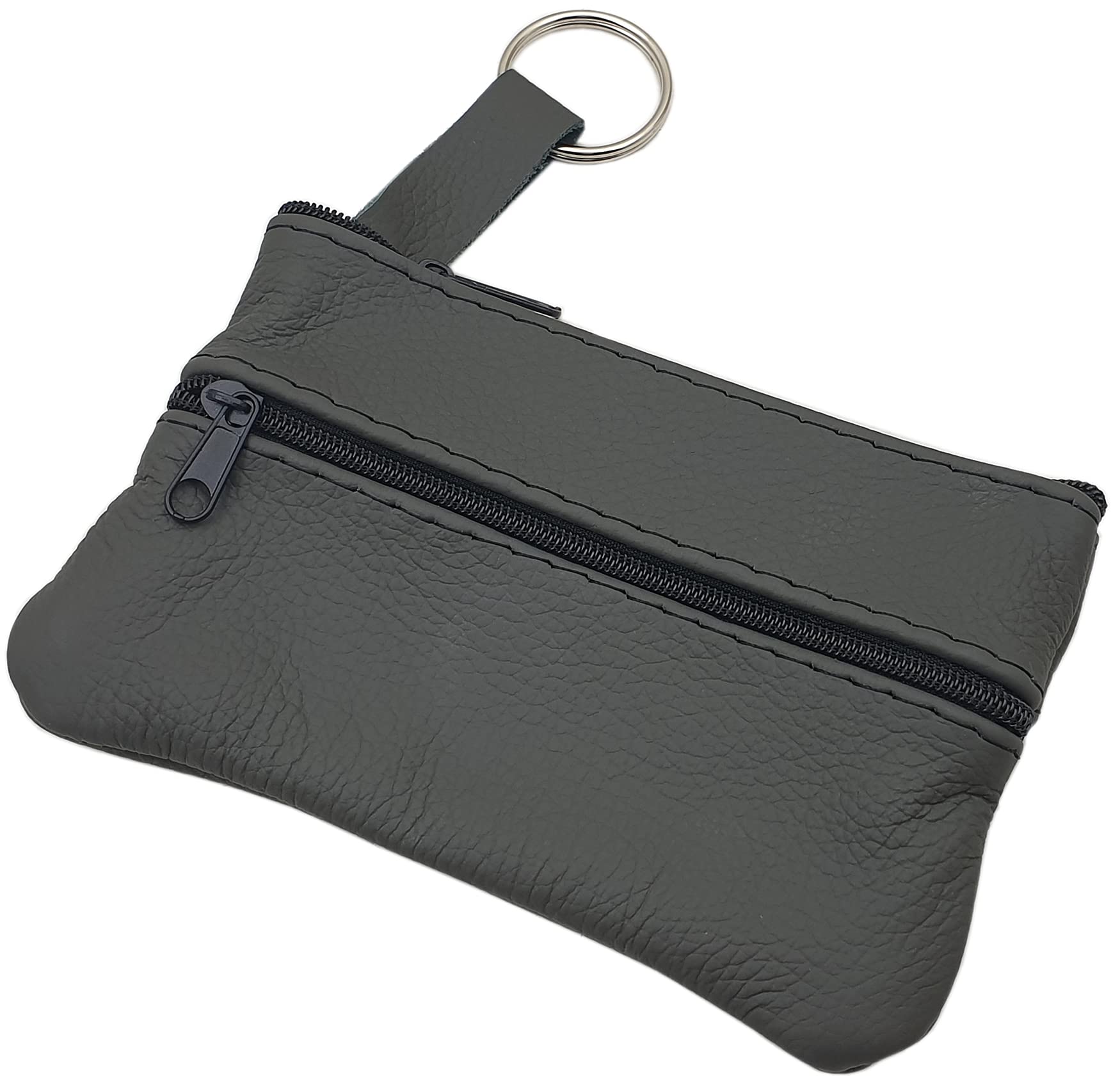 myledershop Schlüsseltaschen grande portachiavi in pelle grigio scuro