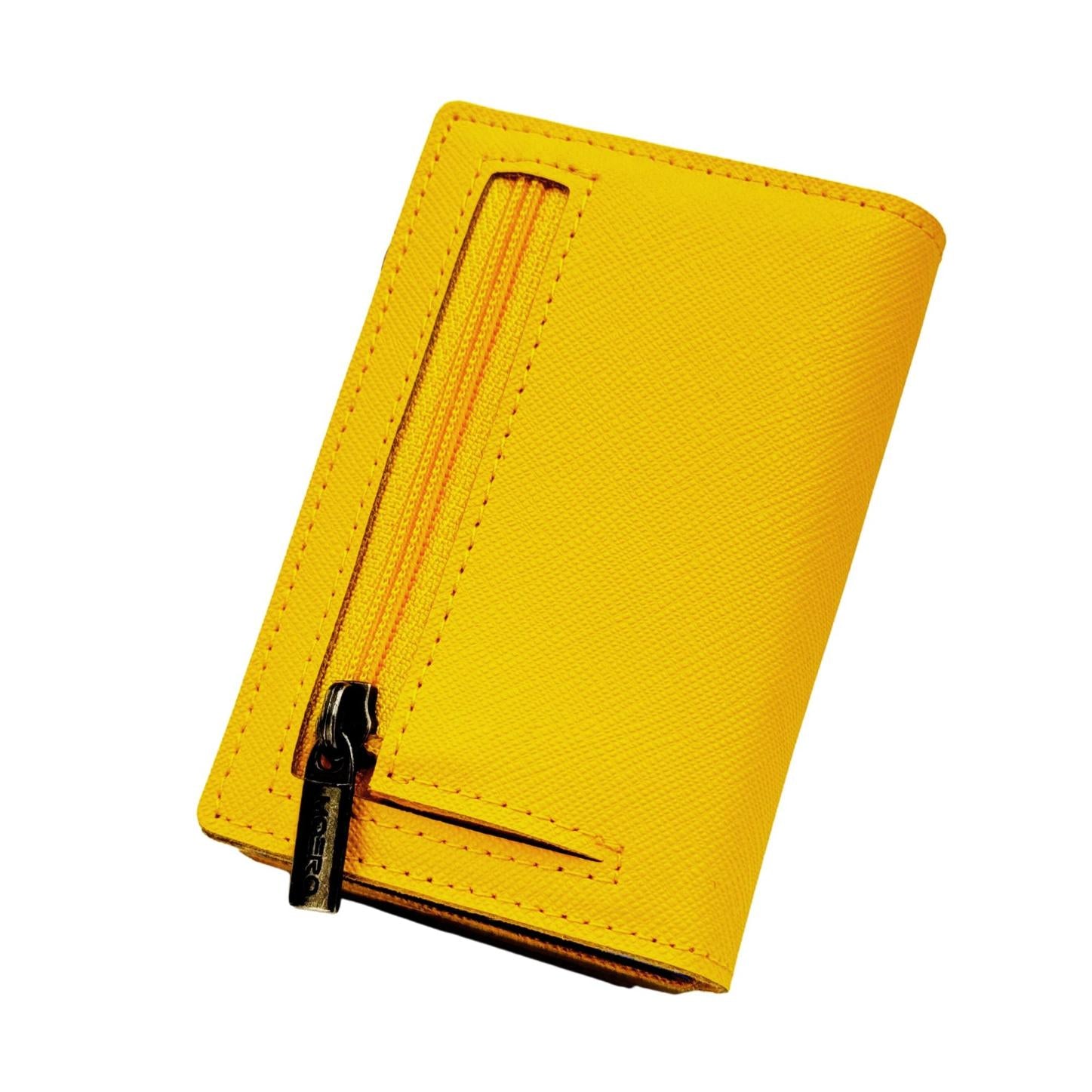 Moero Linea PRO PRO Zip Saffiano portafoglio Giallo pelle RFID