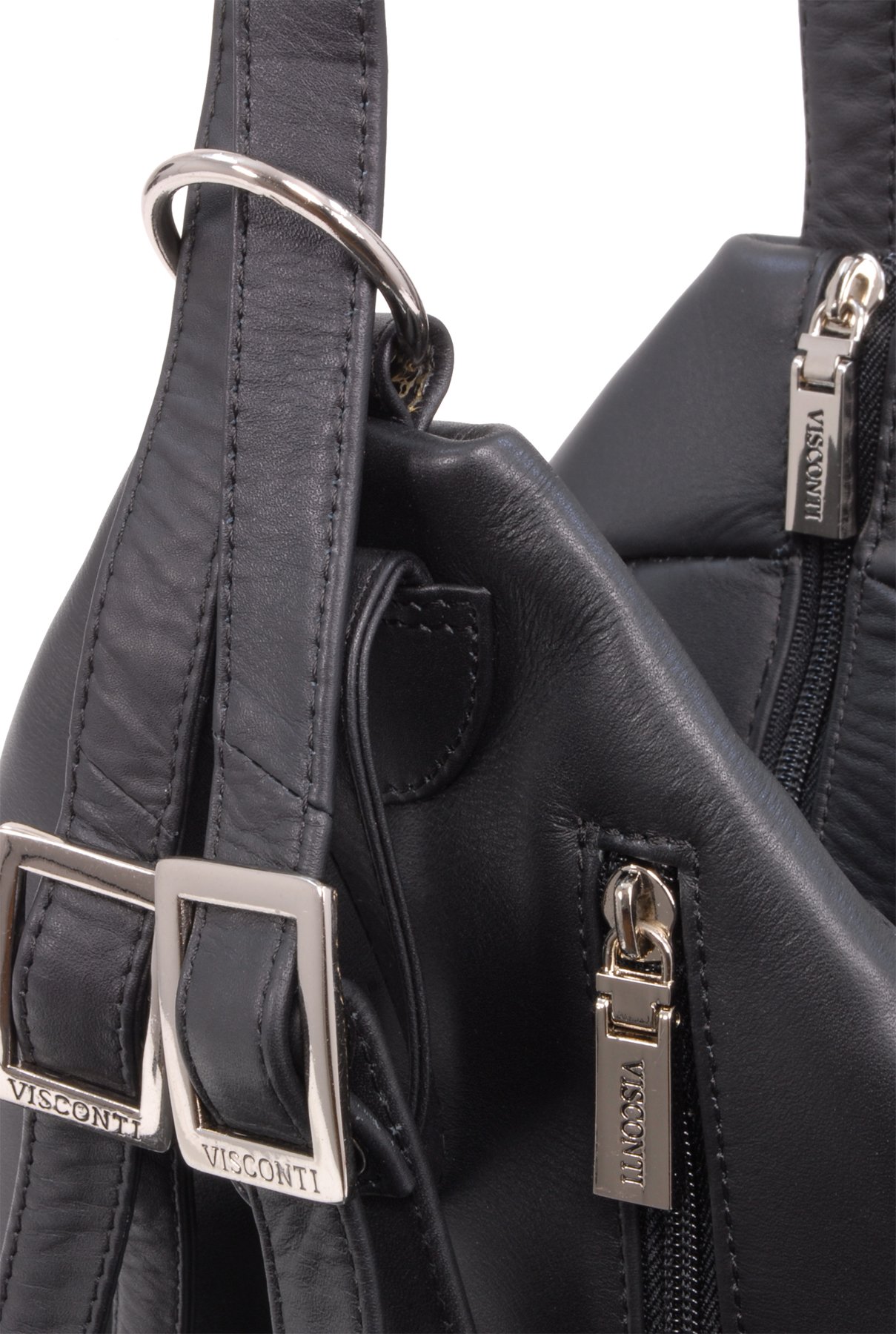 Visconti Santorini 18357 Danii zaino borsa donna in pelle nero multitasche