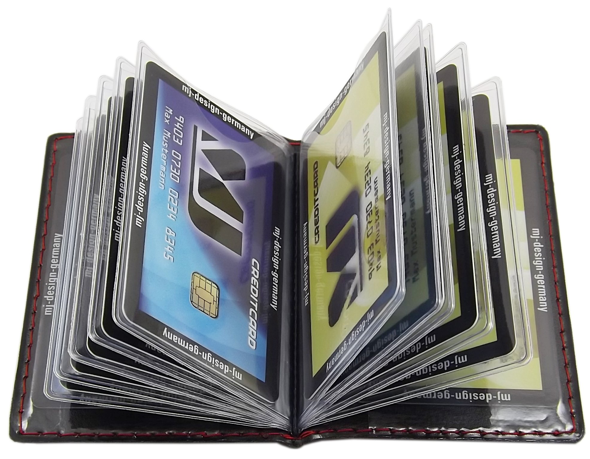 myledershop Kredit- und Visitenkartenetuis porta carte Design 4 nero