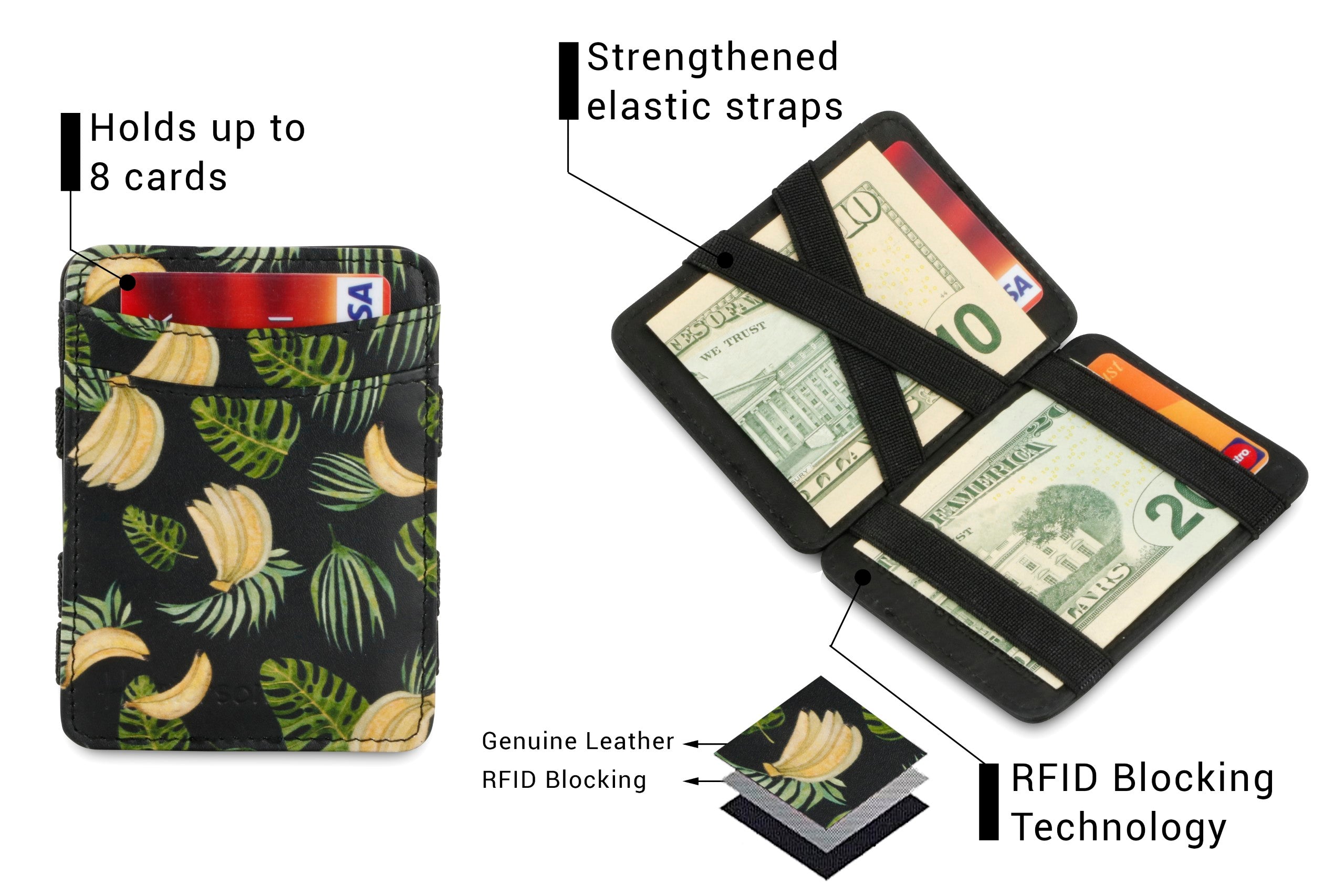 Hunterson The Tropical Prints The OG portafoglio Banana RFID