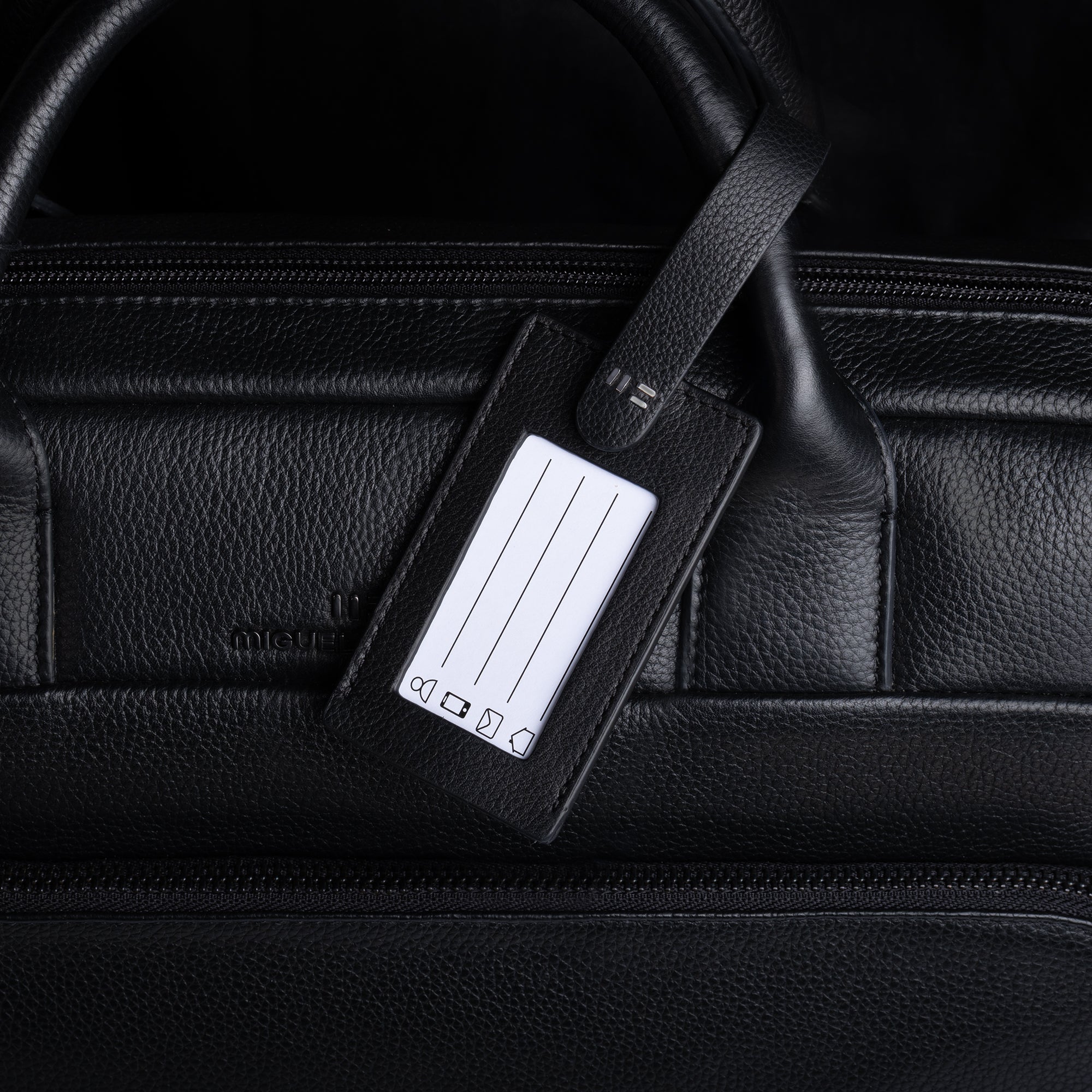 Miguel Bellido Accesorios funcionales Identificador de equipaje nero in pelle