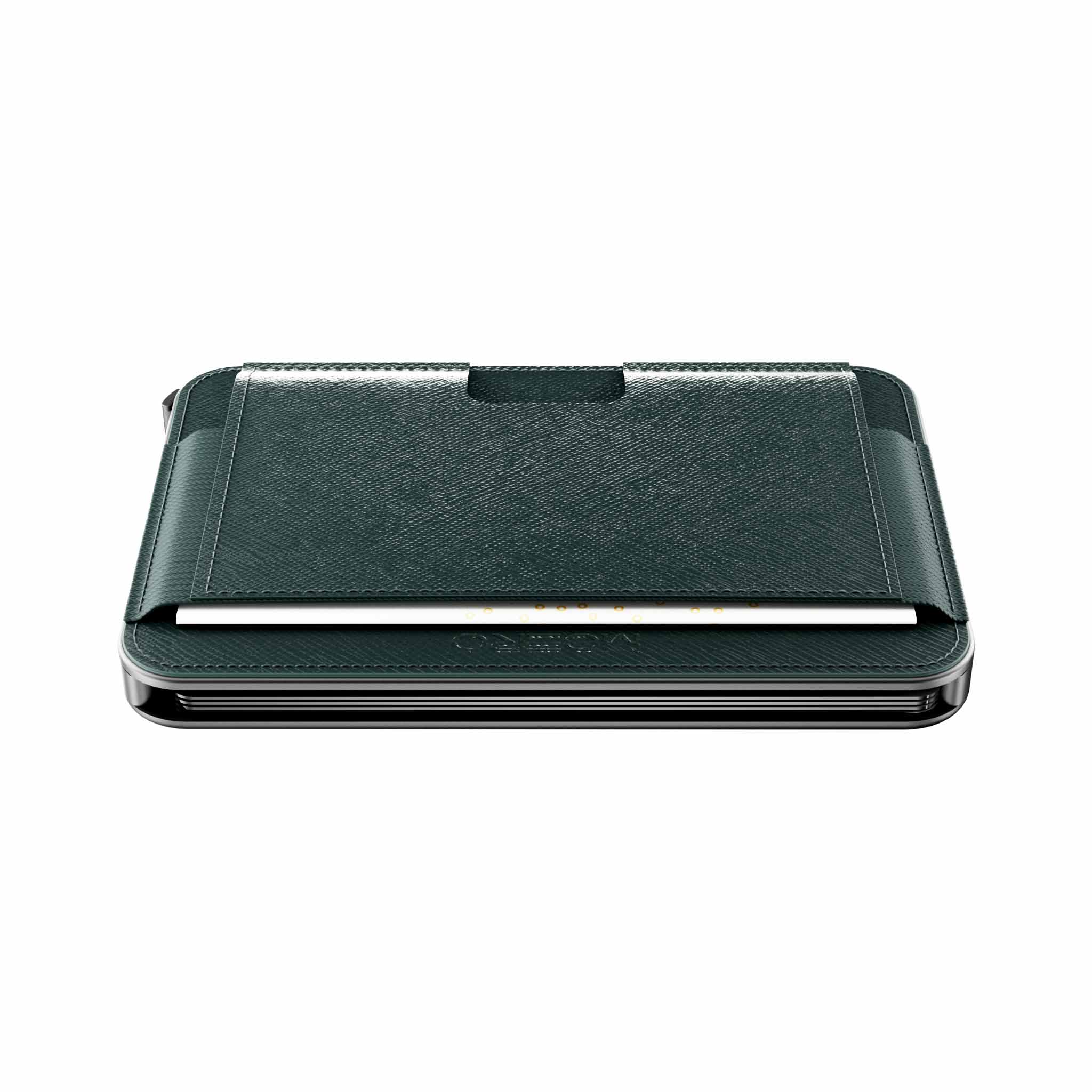 Moero Linea M2 M2 Pro Saffiano Green portafoglio MagSafe RFID