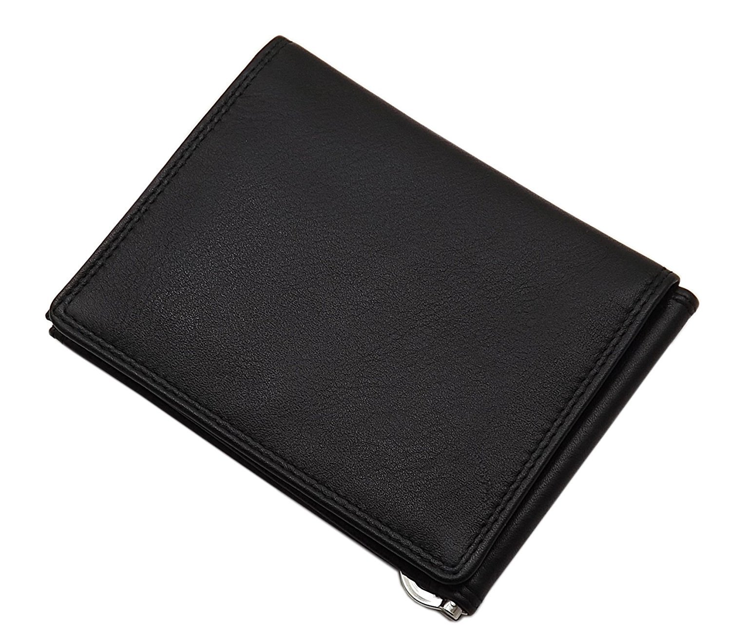 myledershop Brieftaschen Vacchetta nappa dollarclip portafoglio nero con fermasoldi