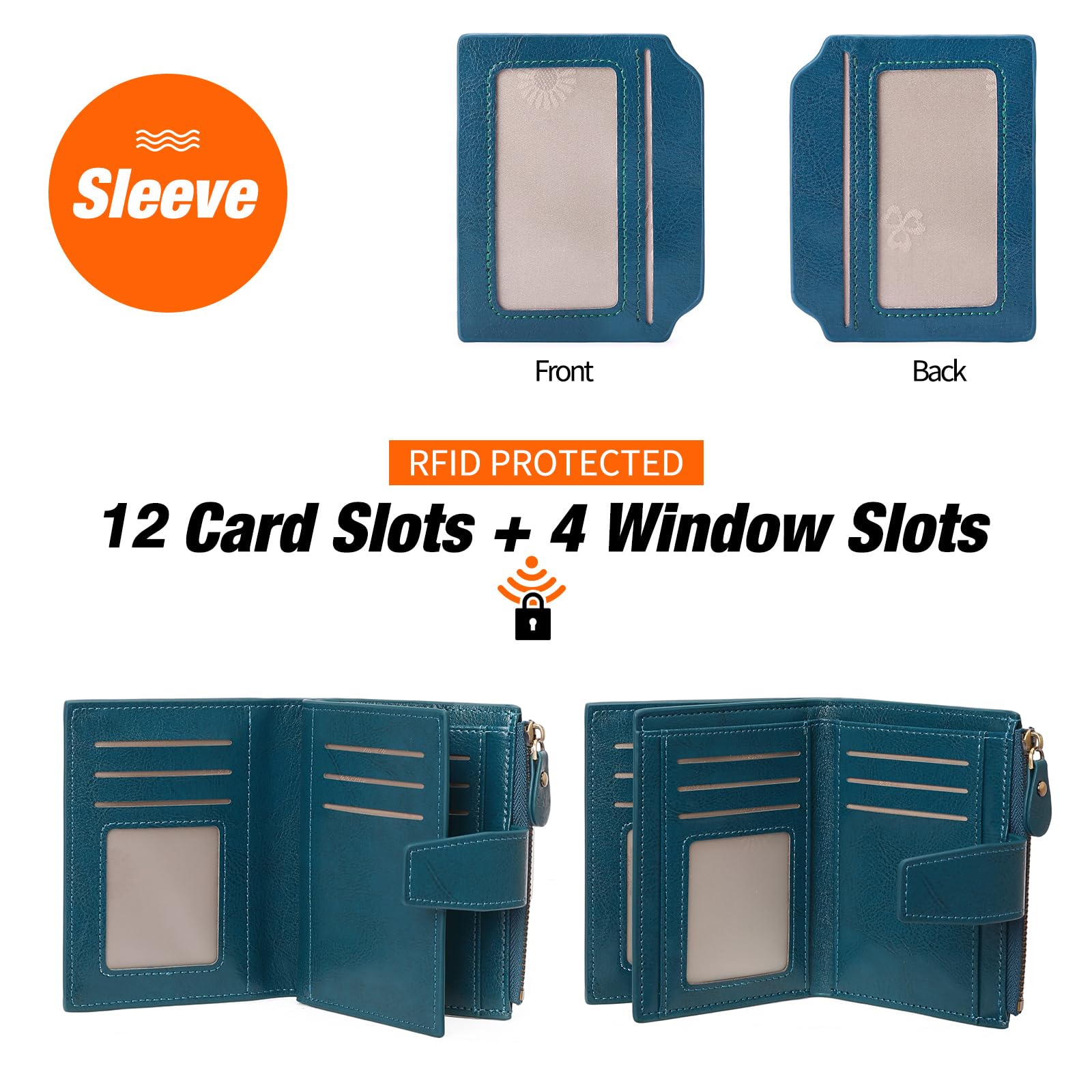 GOIACII SMALL WALLET A01 portafoglio blu pavone piccolo RFID