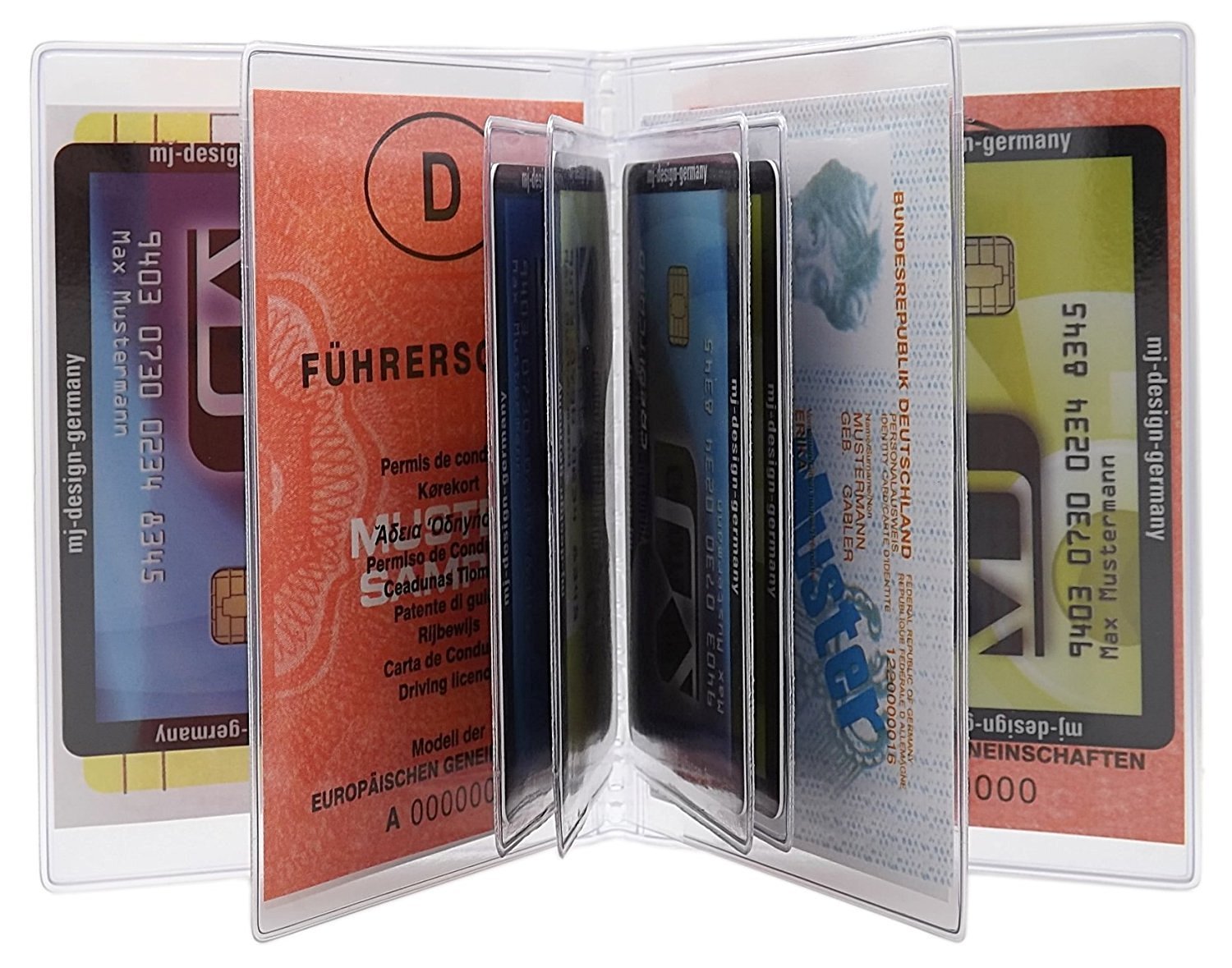 myledershop Karten- und Ausweisetuis MJ-Design-Germany porta documenti trasparente 10 scomparti