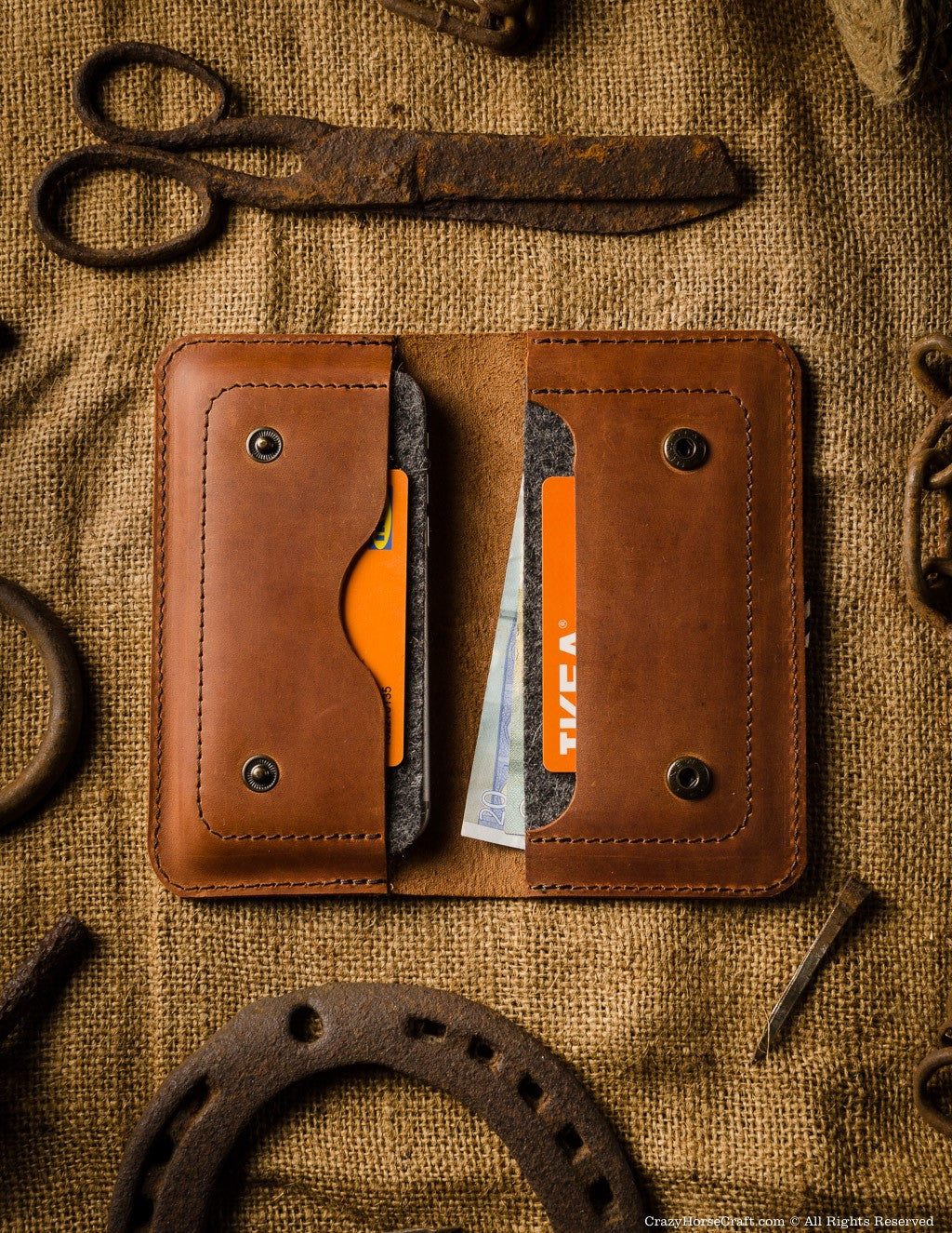 Crazy Horse Craft Phone Cases Leather Two iPhones Case Wallet custodia iPhone marrone