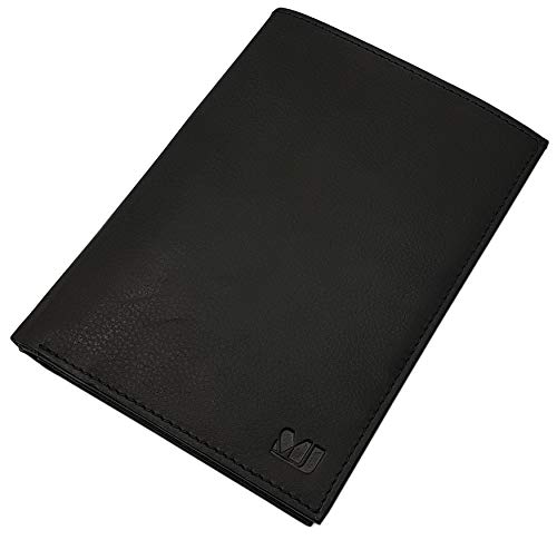 myledershop Herren Geldbörsen portafoglio grande nero in pelle di vitello