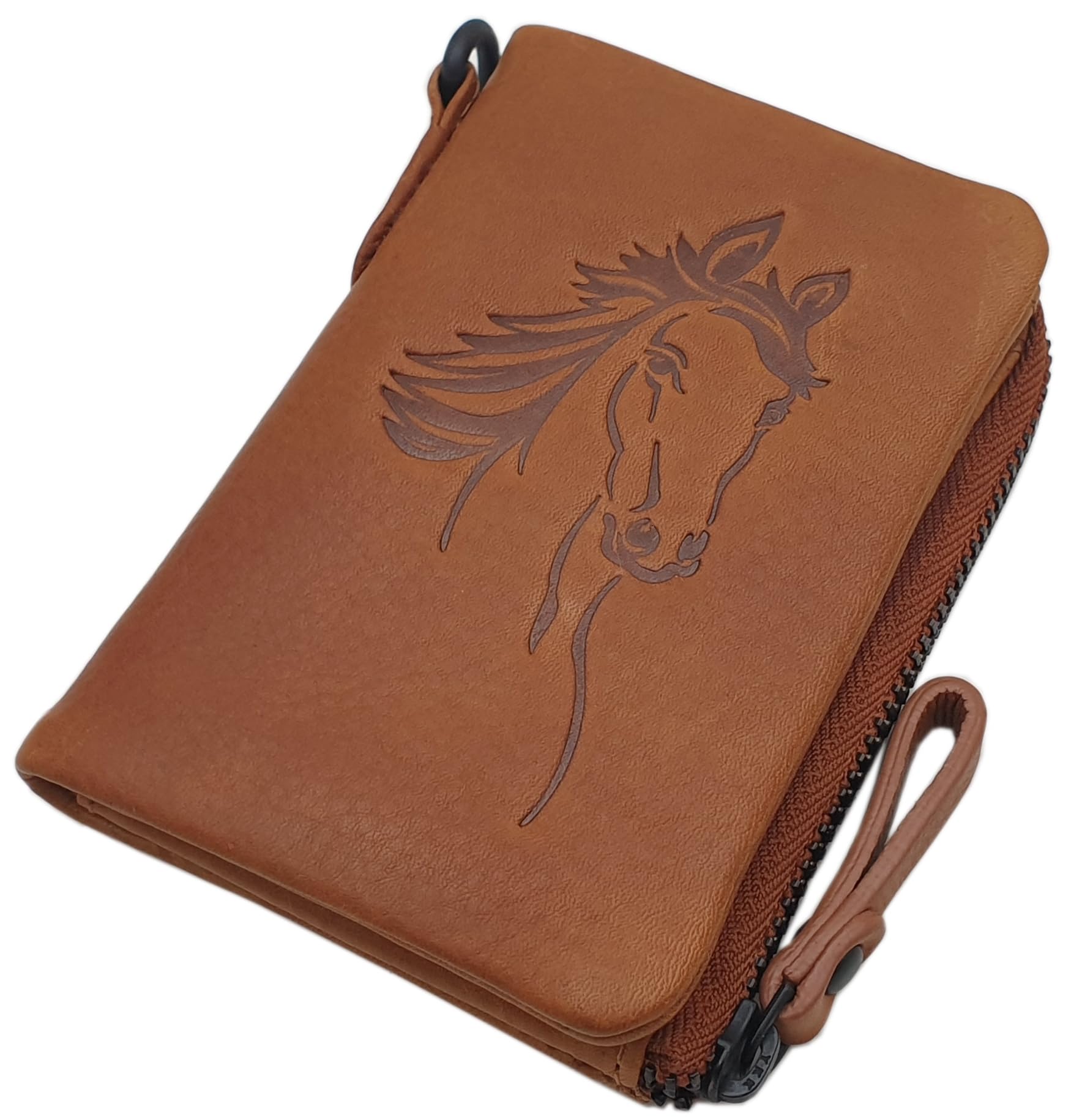 myledershop Herren Geldbörsen Portafoglio pelle bovina cognac RFID