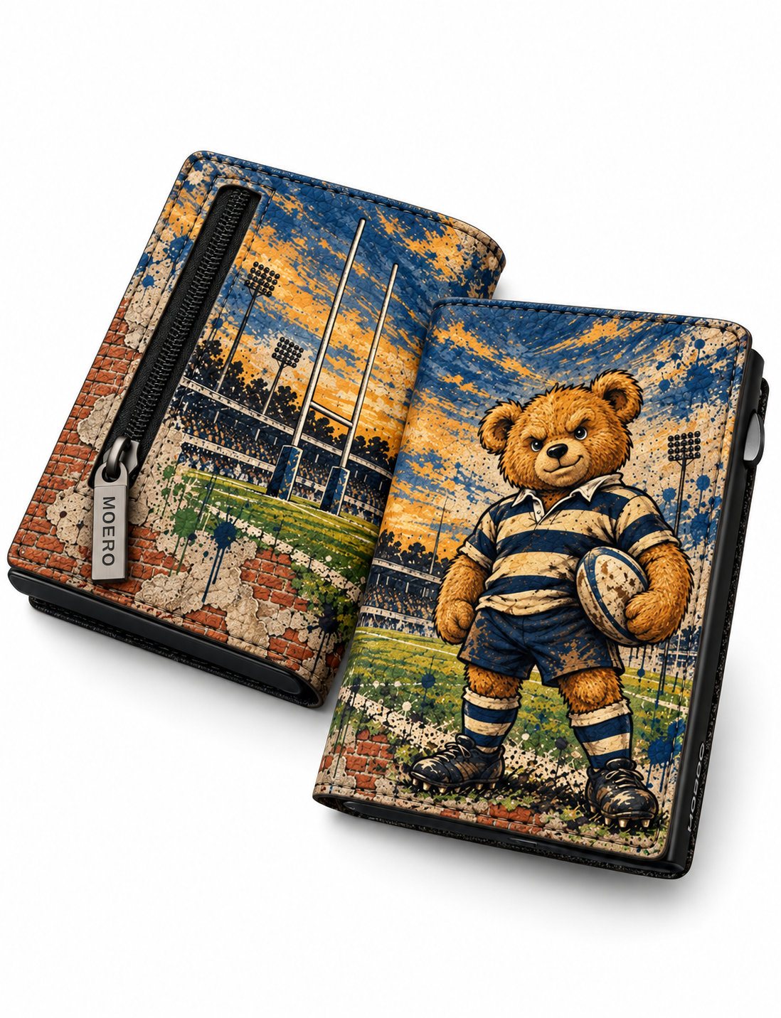 Moero Edizioni Speciali Teddy Rugby portafoglio RFID pelle Saffiano