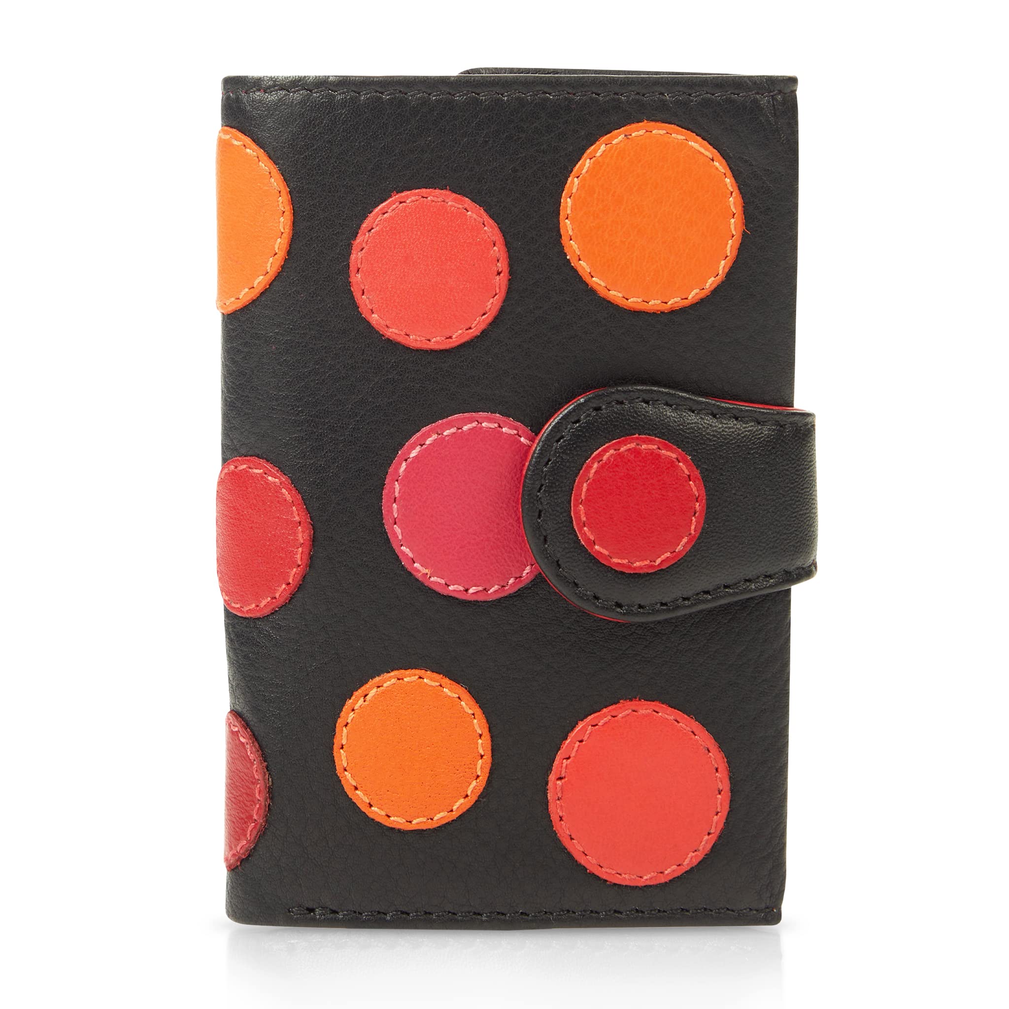 Visconti Polka portafoglio slim Nero/Bacca con protezione RFID