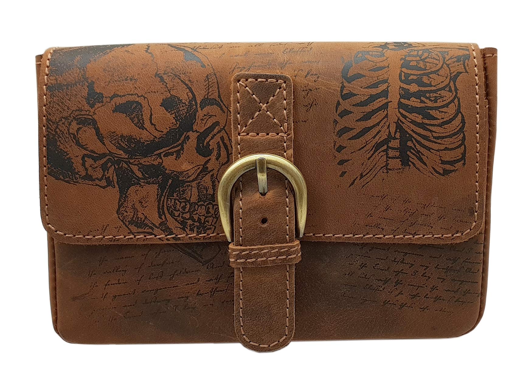 myledershop Gürtel-/Taschen marsupio orizzontale in pelle di bufalo cognac