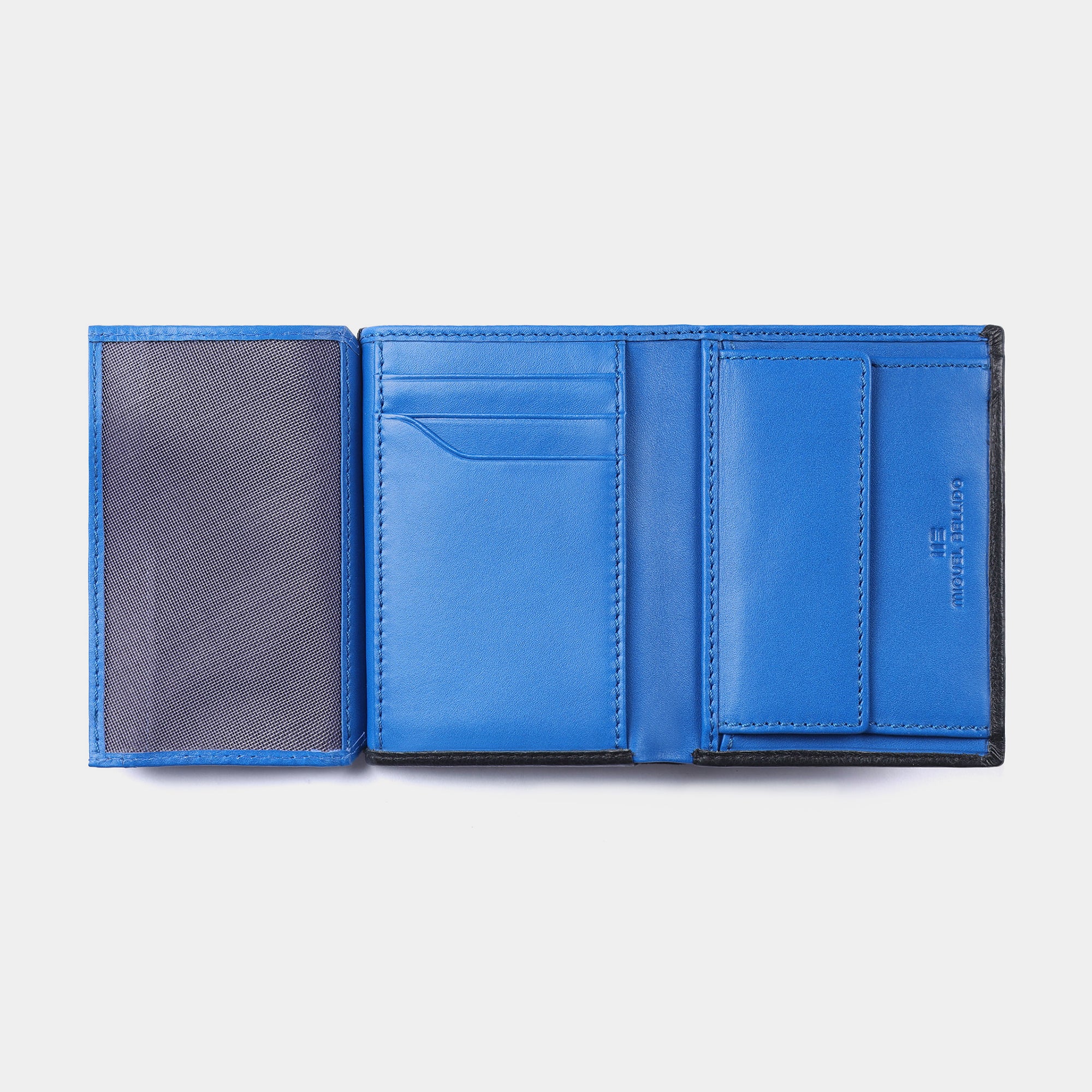 Miguel Bellido Carteras Cartera Rio in pelle bovina nera/blu con portamonete RFID