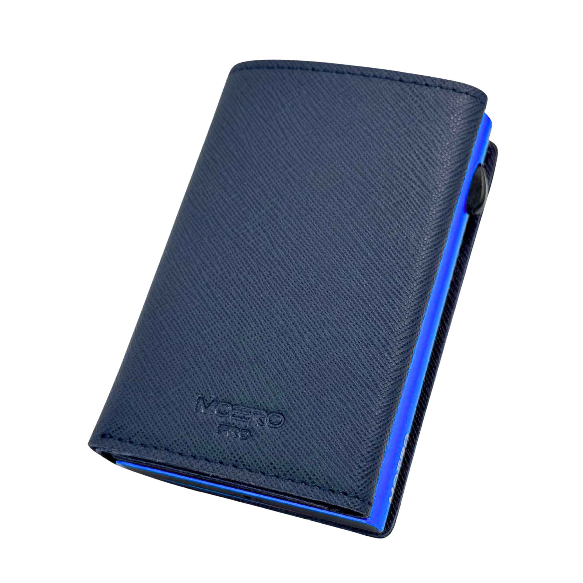 Moero Linea PRO PRO PLUS Zip Saffiano portafoglio blu navy RFID