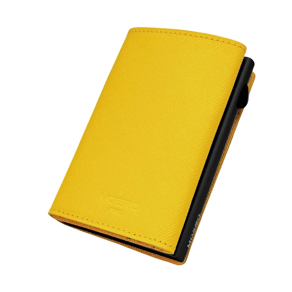 Moero Linea PRO Saffiano portafoglio giallo in vera pelle RFID