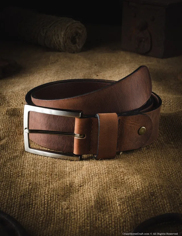 Crazy Horse Craft Belts Cintura in pelle marrone classica 40 mm