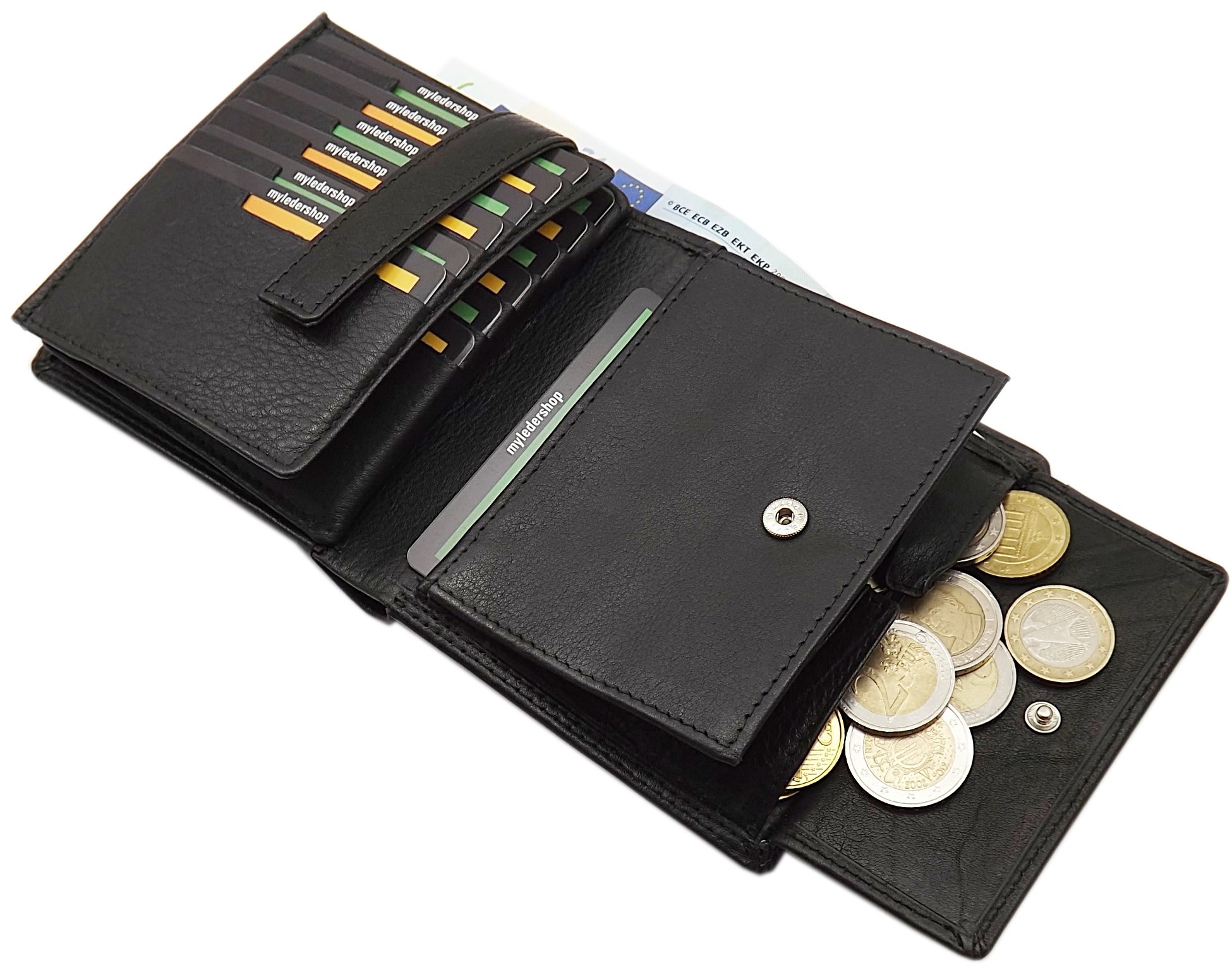 myledershop Herren Geldbörsen portafoglio verticale nero RFID