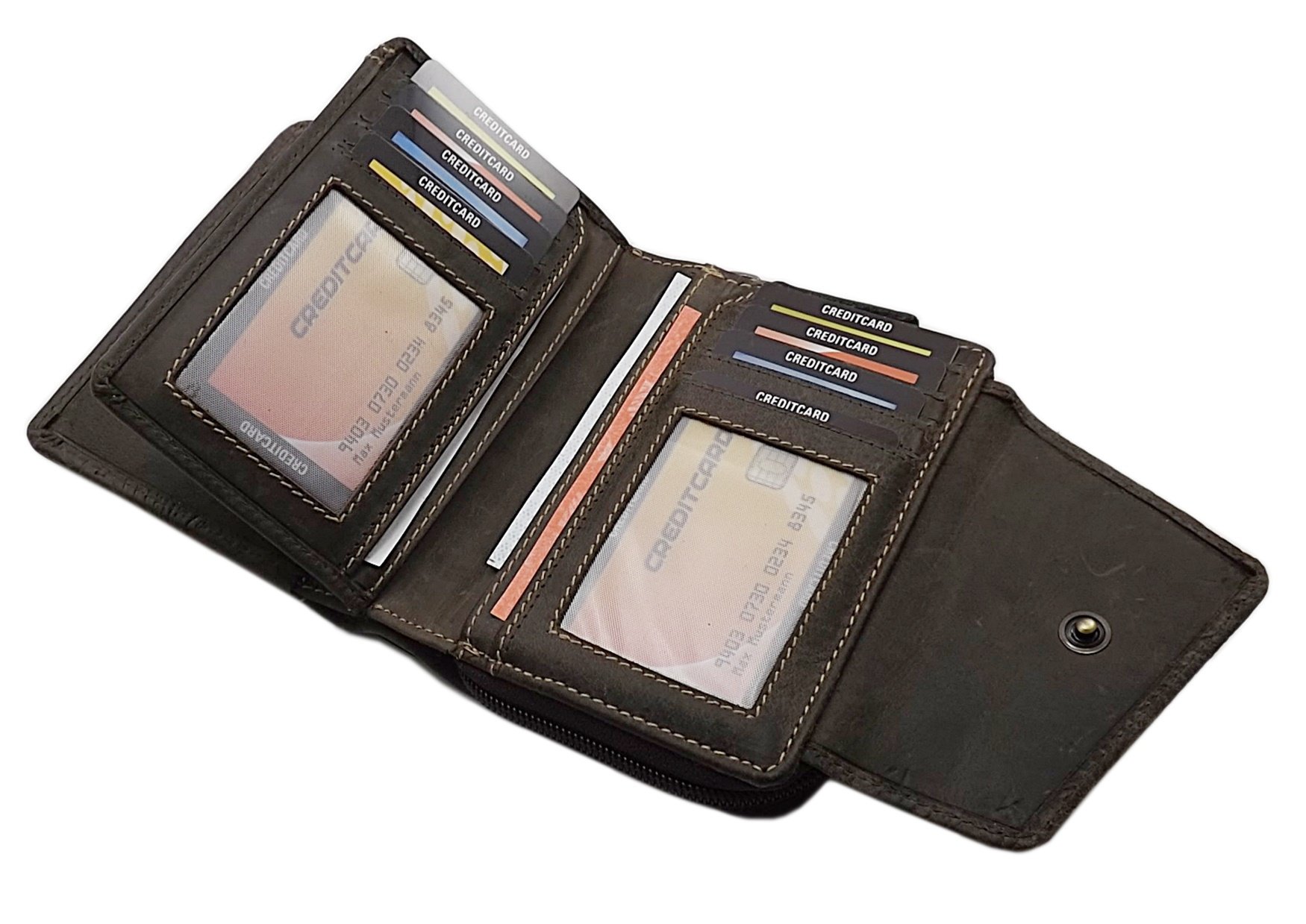 myledershop Damen Geldbörsen portafoglio donna vacchetta marrone RFID NFC