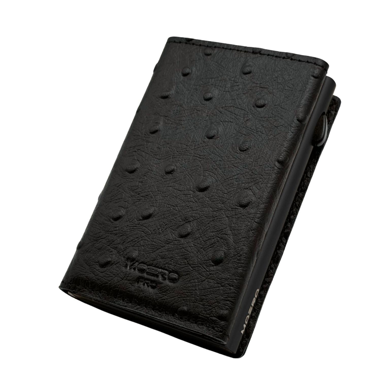 Moero Linea PRO Struzzo portafoglio nero in vera pelle con chiusura magnetica