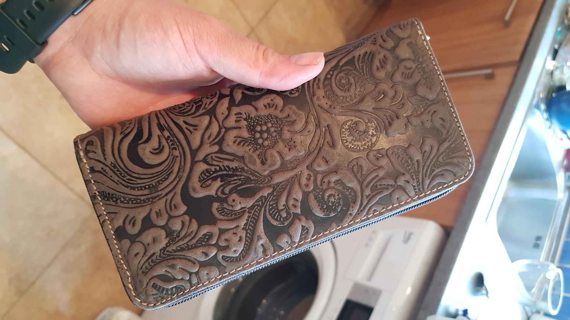 myledershop Damen Geldbörsen portafoglio donna marrone RFID