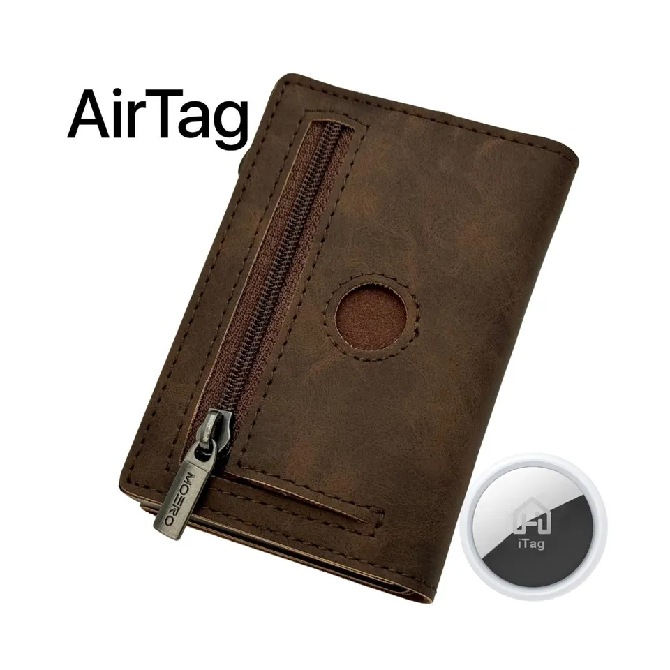 Moero Linea AirTag AirTag PRO Vintage Dark Brown portafoglio magnetico marrone 4.0 con tasca AirTag