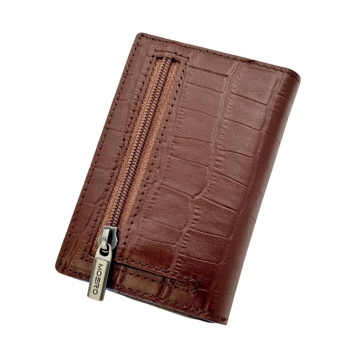 Moero Linea PRO PRO Zip Croco portafoglio marrone RFID