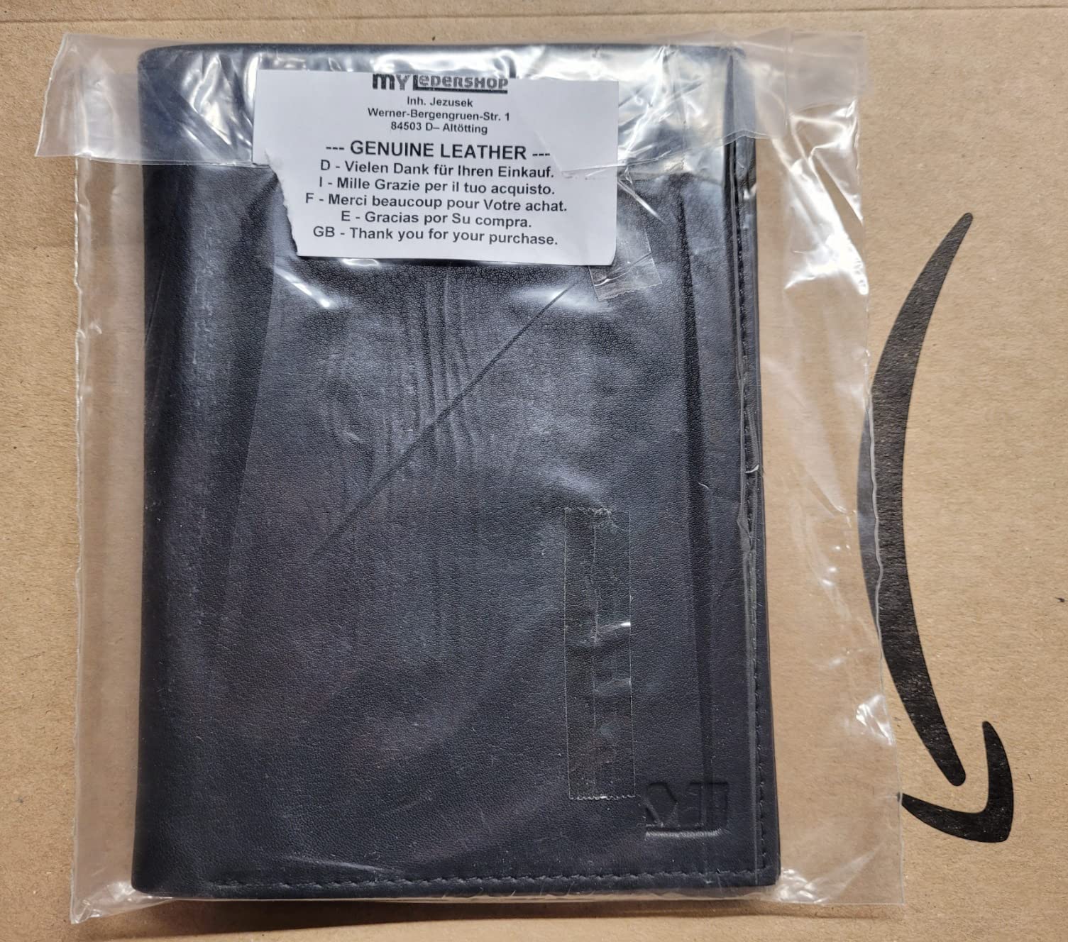 myledershop Herren Geldbörsen portafoglio grande nero in pelle di vitello