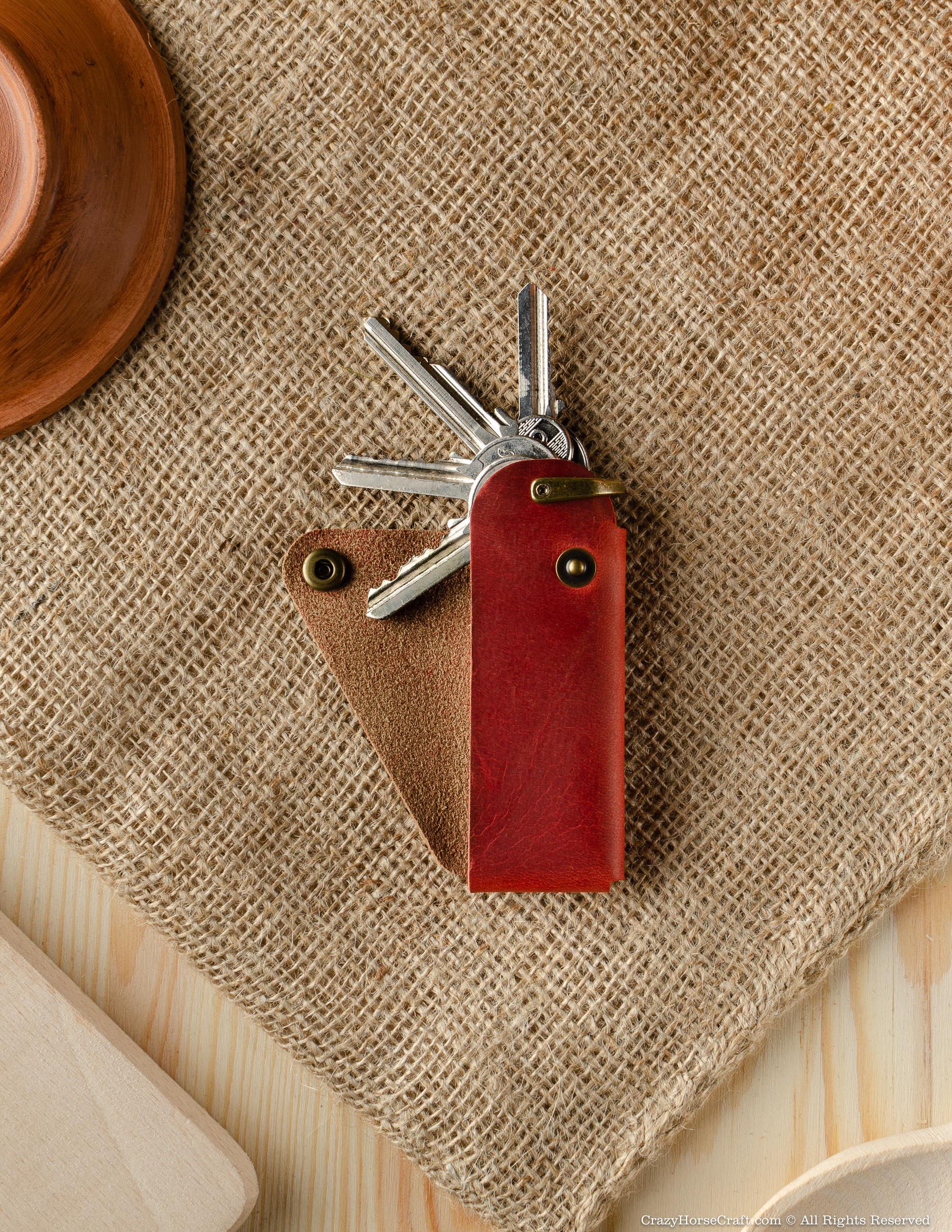 Crazy Horse Craft Minimalist Series portachiavi pelle Fragola Red