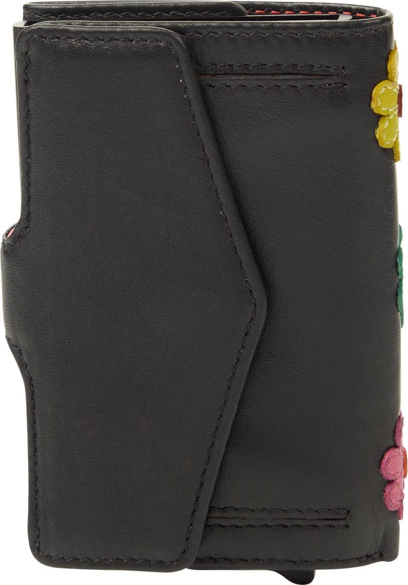 Visconti Daisy porta carte nero con fiore RFID e portamonete