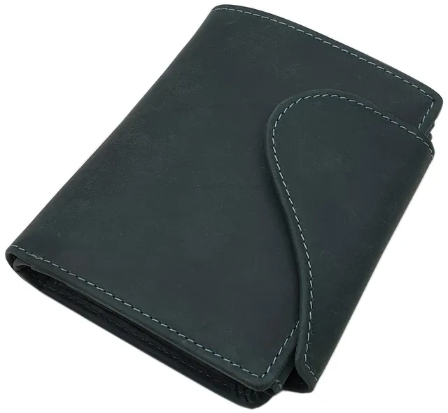 myledershop Damen Geldbörsen portafoglio verticale donna verde scuro RFID