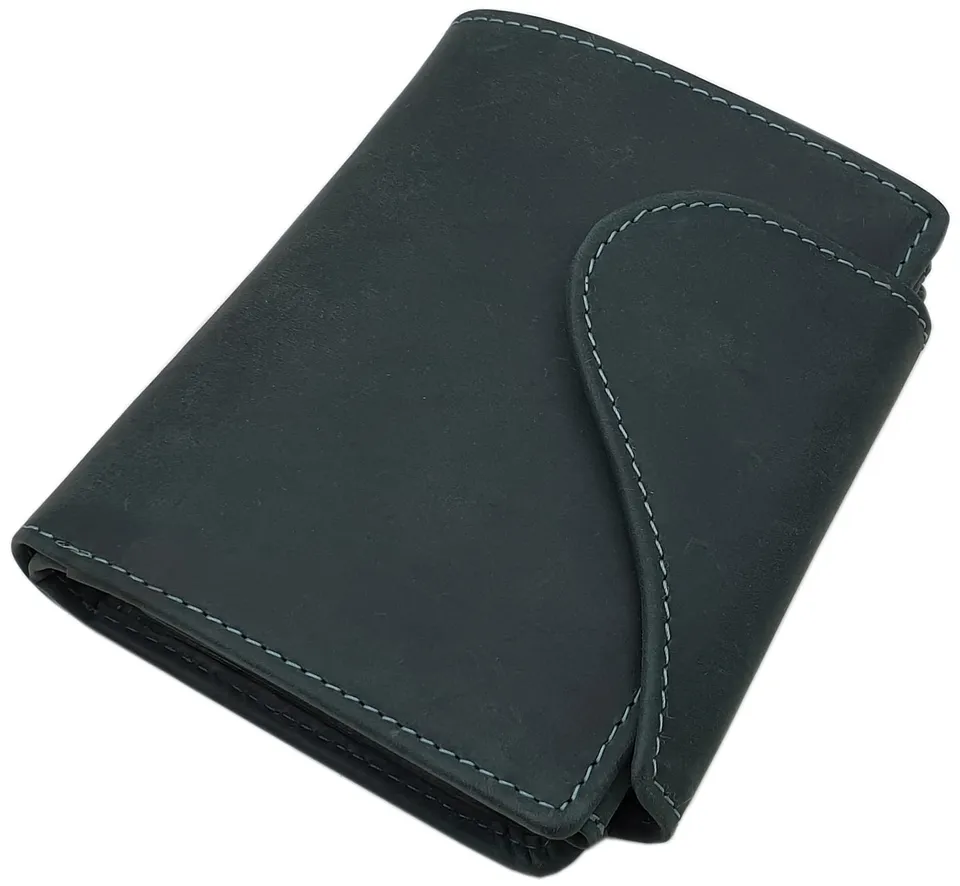 myledershop Damen Geldbörsen portafoglio verticale donna verde scuro RFID