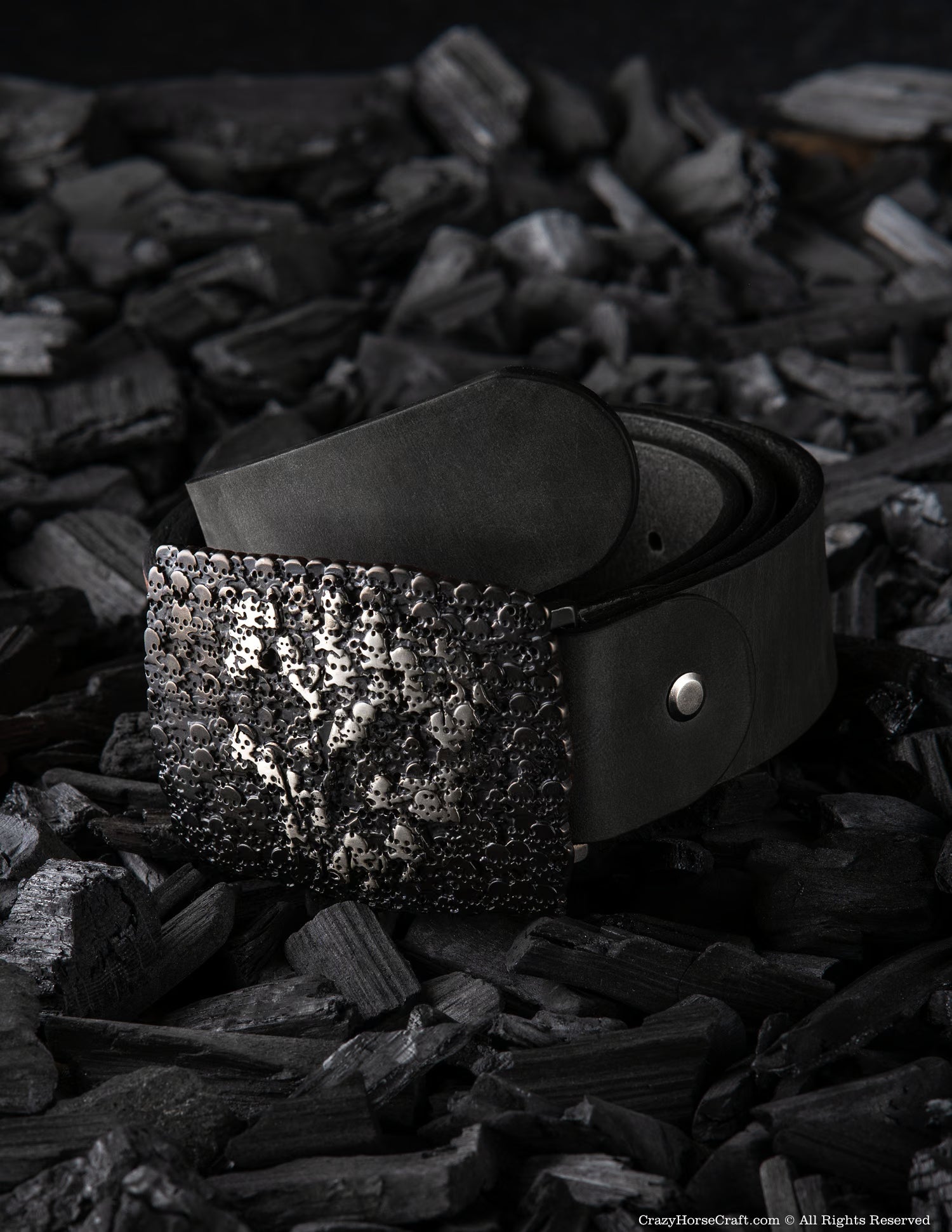 Crazy Horse Craft Belts Vegetable Tanned Leather Belt cintura nera Carbon Black
