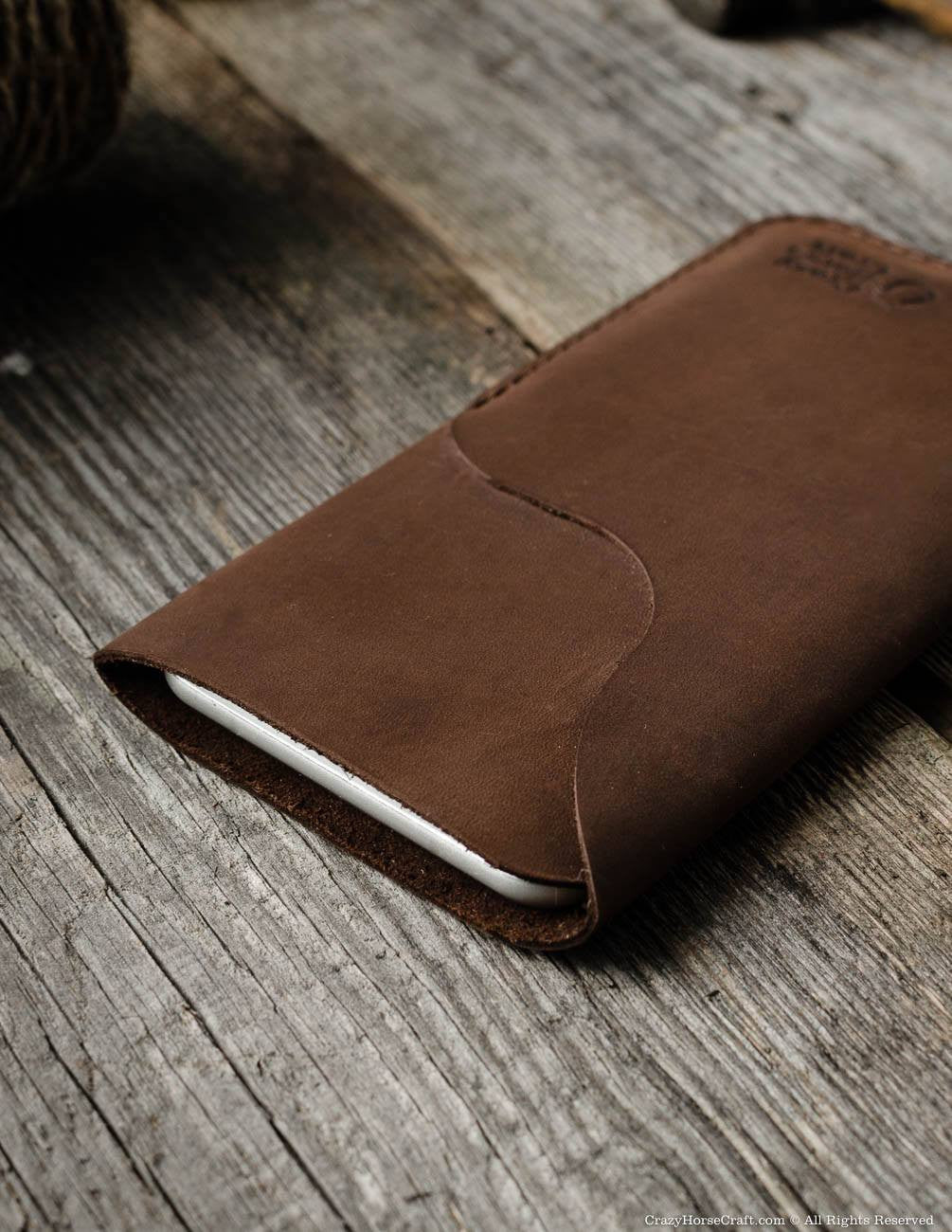 Crazy Horse Craft Phone Cases custodia portafoglio iPhone marrone legno